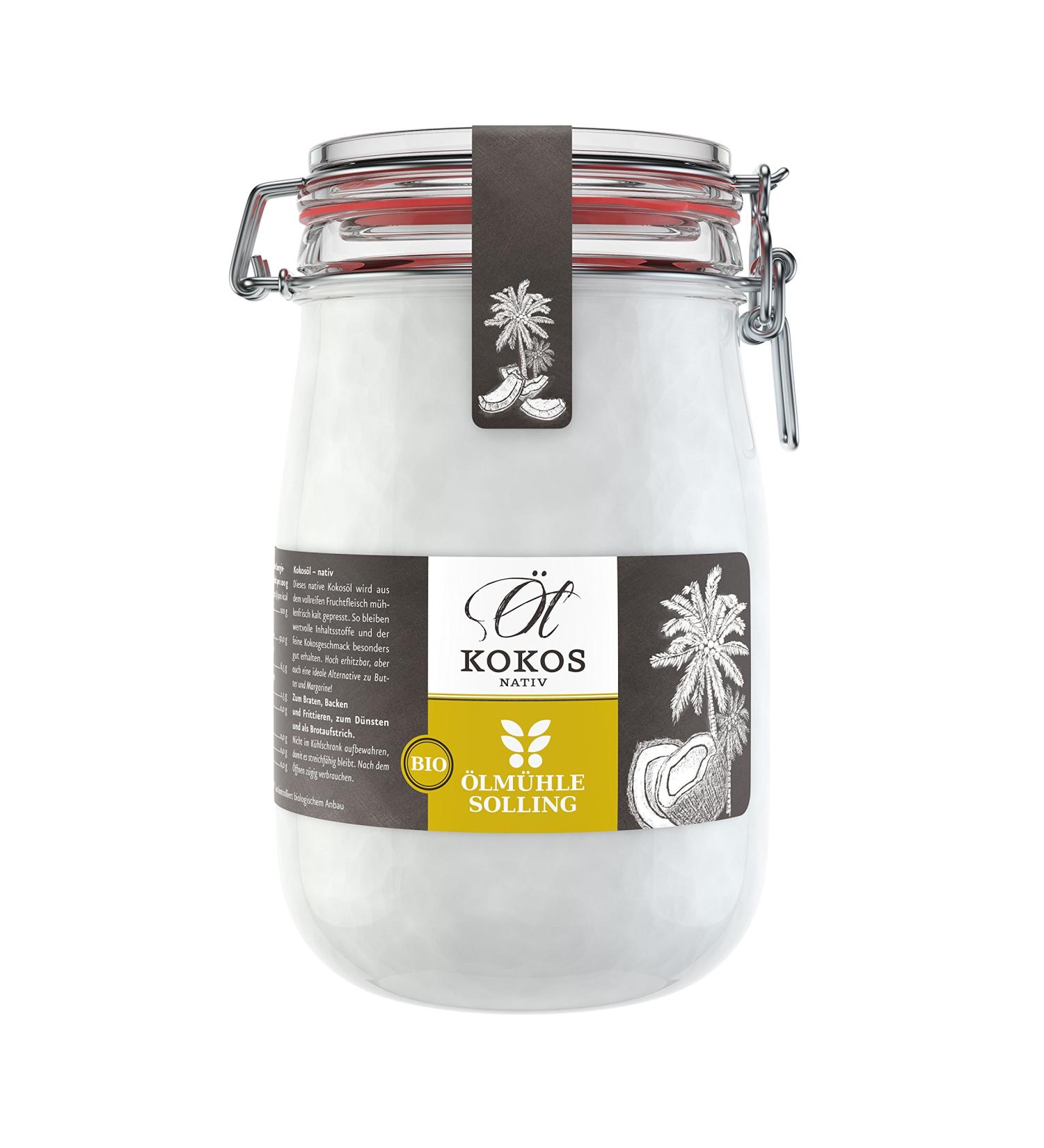 lm hle Solling Organic Virgin Coconut Oil 1L - Premium Quality in Swing-Top Jar | International Shipping Available - Buy Online on GoSupps.com