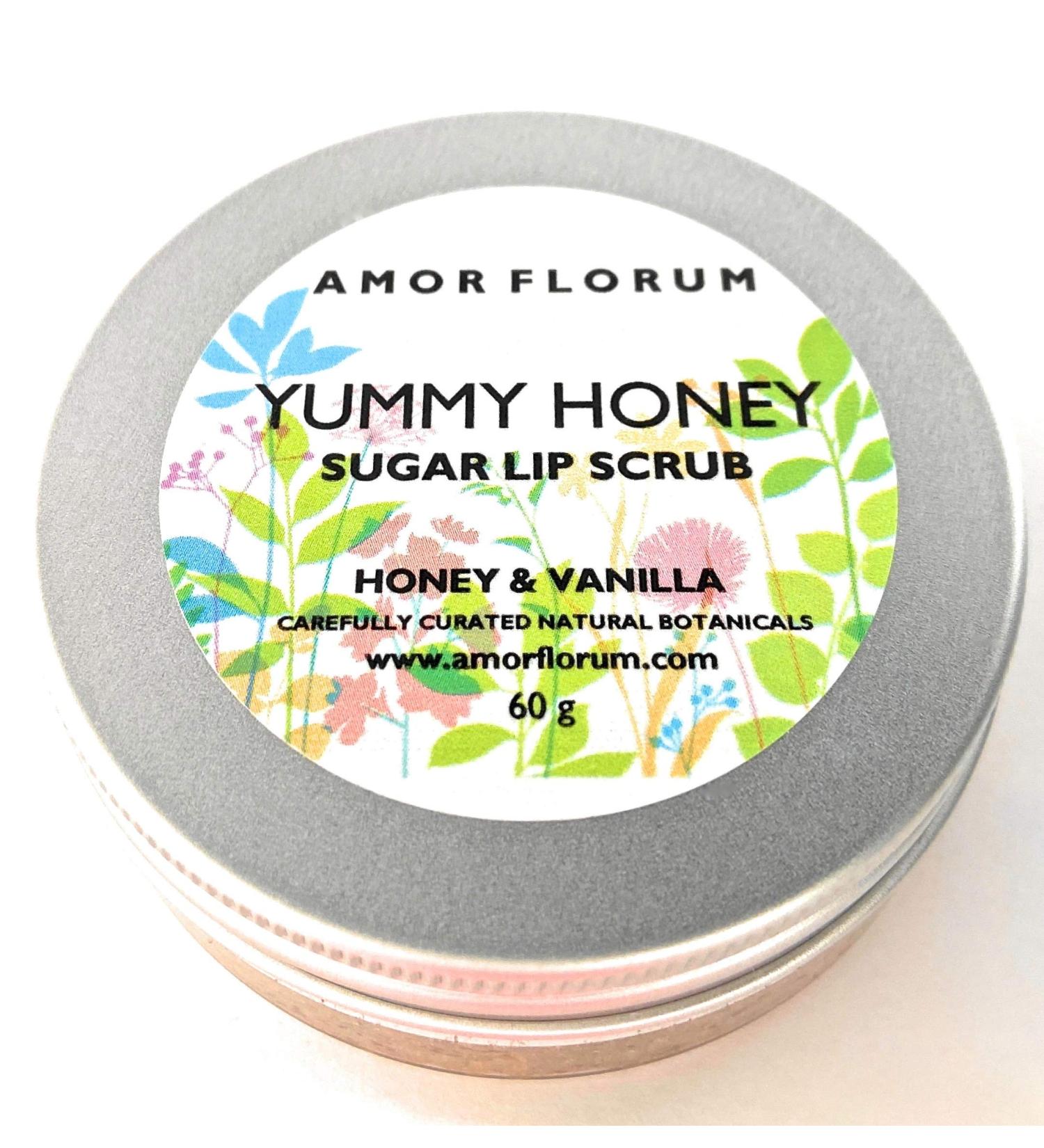 YUMMY HONEY Sugar Lip Scrub with Honey, Vanilla, Jojoba Oil & Vitamin E - 60g | Amor Florum - Buy Online on GoSupps.com