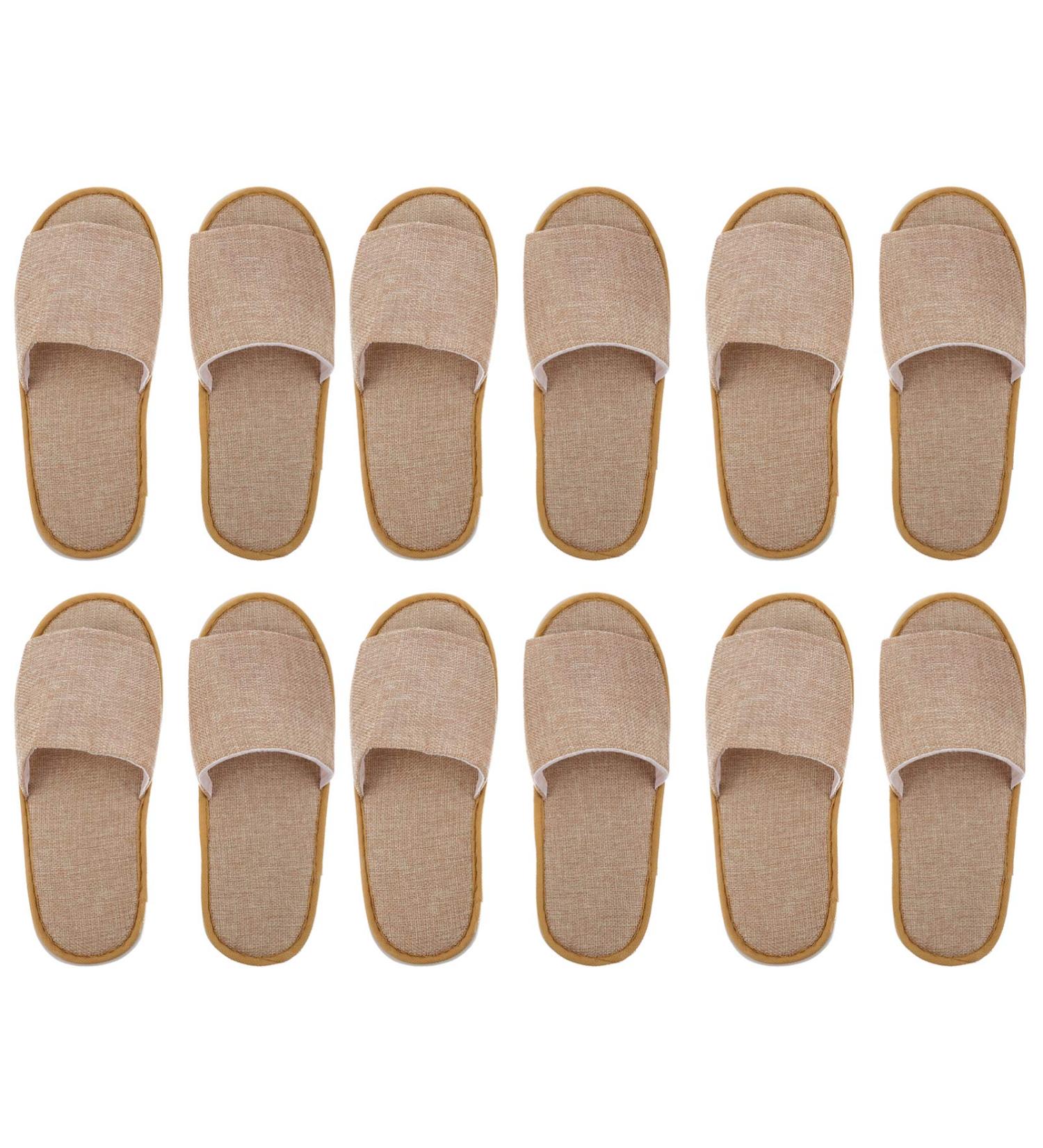 6 Pairs Non-Slip Cotton & Linen Slippers for Men | Disposable Indoor House Shoes - Buy Online on GoSupps.com