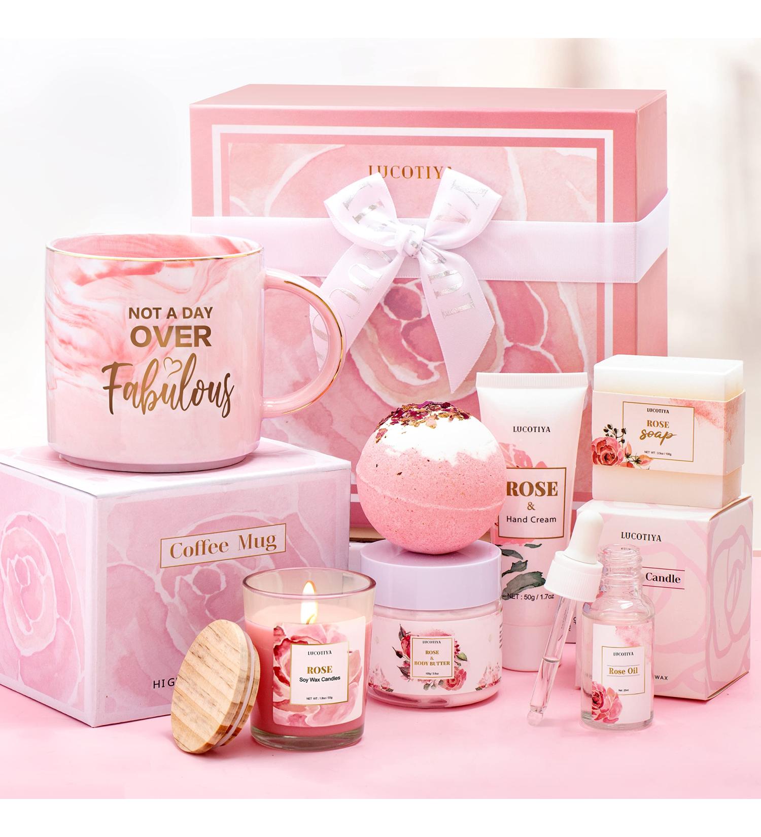 Birthday Gifts for Women Best Relaxing Spa Gifts Baskets Box for Her Wife Mom Best Friend Mother Grandma Bday Bath and Body Kit Sets Self Care Present Beauty Products Package Rose Scent - Buy Online on GoSupps.com