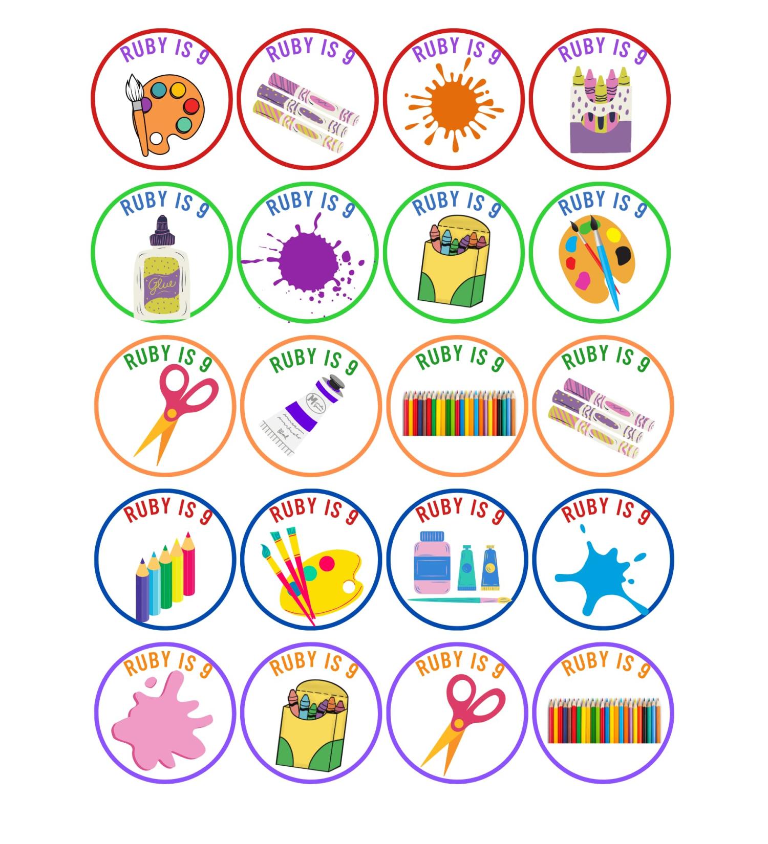 edible 20 x ARTS AND CRAFTS cupcake toppers PERSONALISED uncut - (wafer paper) Rice Paper