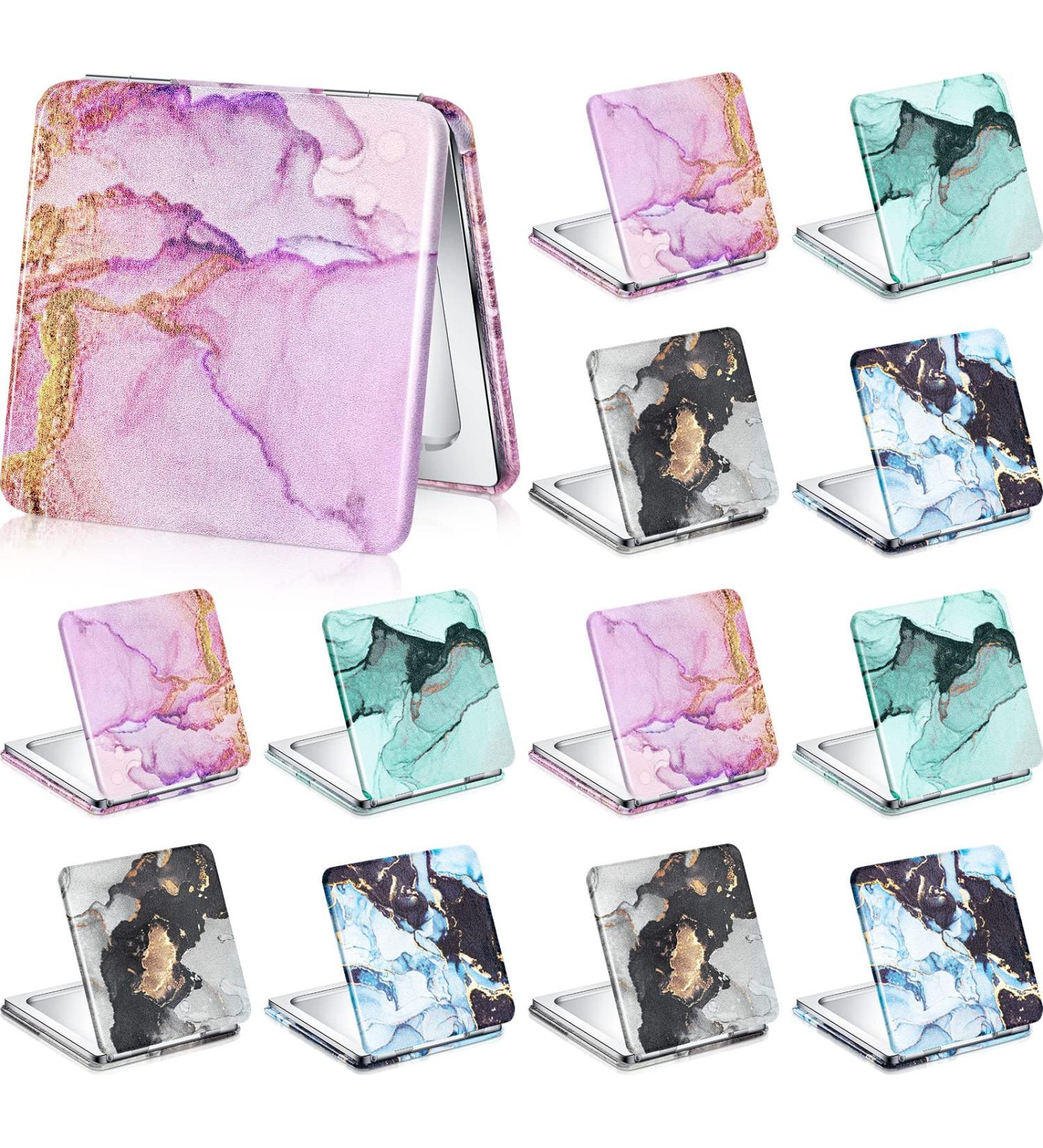 Cindeer 20 Pcs Compact Magnifying Makeup Mirror Set - Double Sided Portable Hand Mirror for Women - Marble Style - Buy Online on GoSupps.com