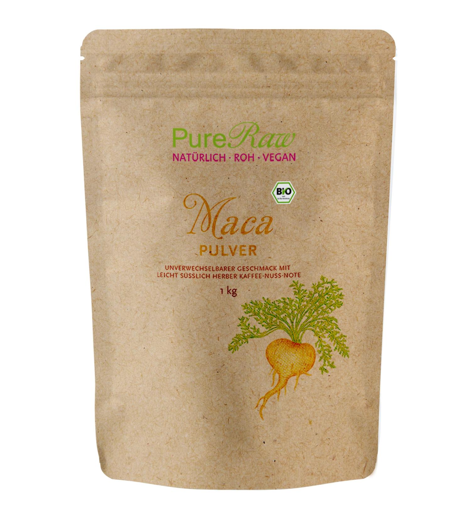 Organic Maca Powder Mix - Yellow Black Red & Purple | 100% Pure Raw Vegan Superfood for Smoothies | Pureeraw 1kg - Buy Online on GoSupps.com