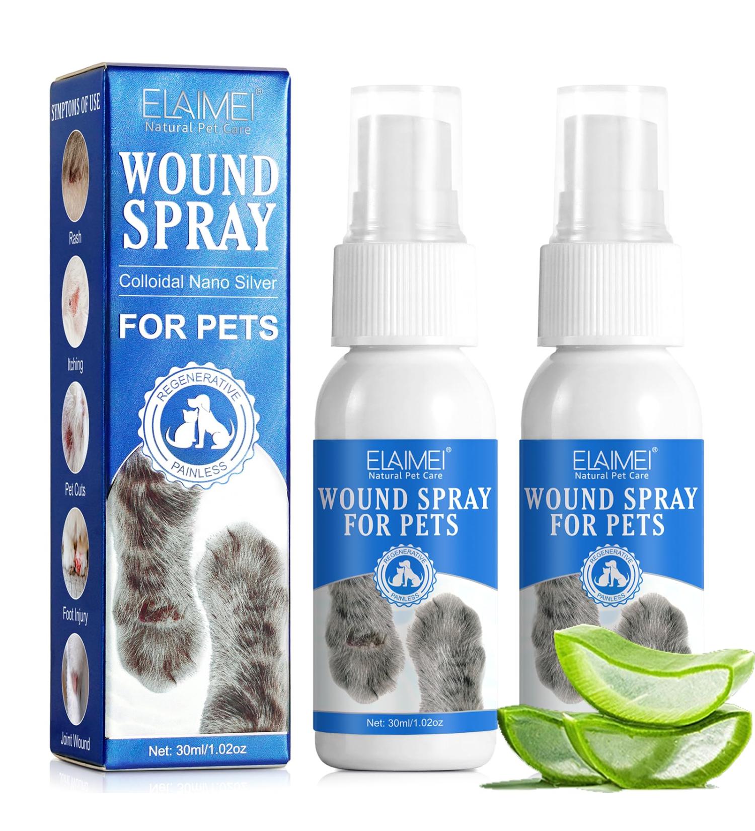 Wound Spray for Pets | Itch Relief for Sensitive Skin | Wound and Skin Care for Dogs & Cats or Other Pets | Helps with Rashes Hot Spots Scratching Itch Skin Irritation Bites & Burns - Buy Online on GoSupps.com