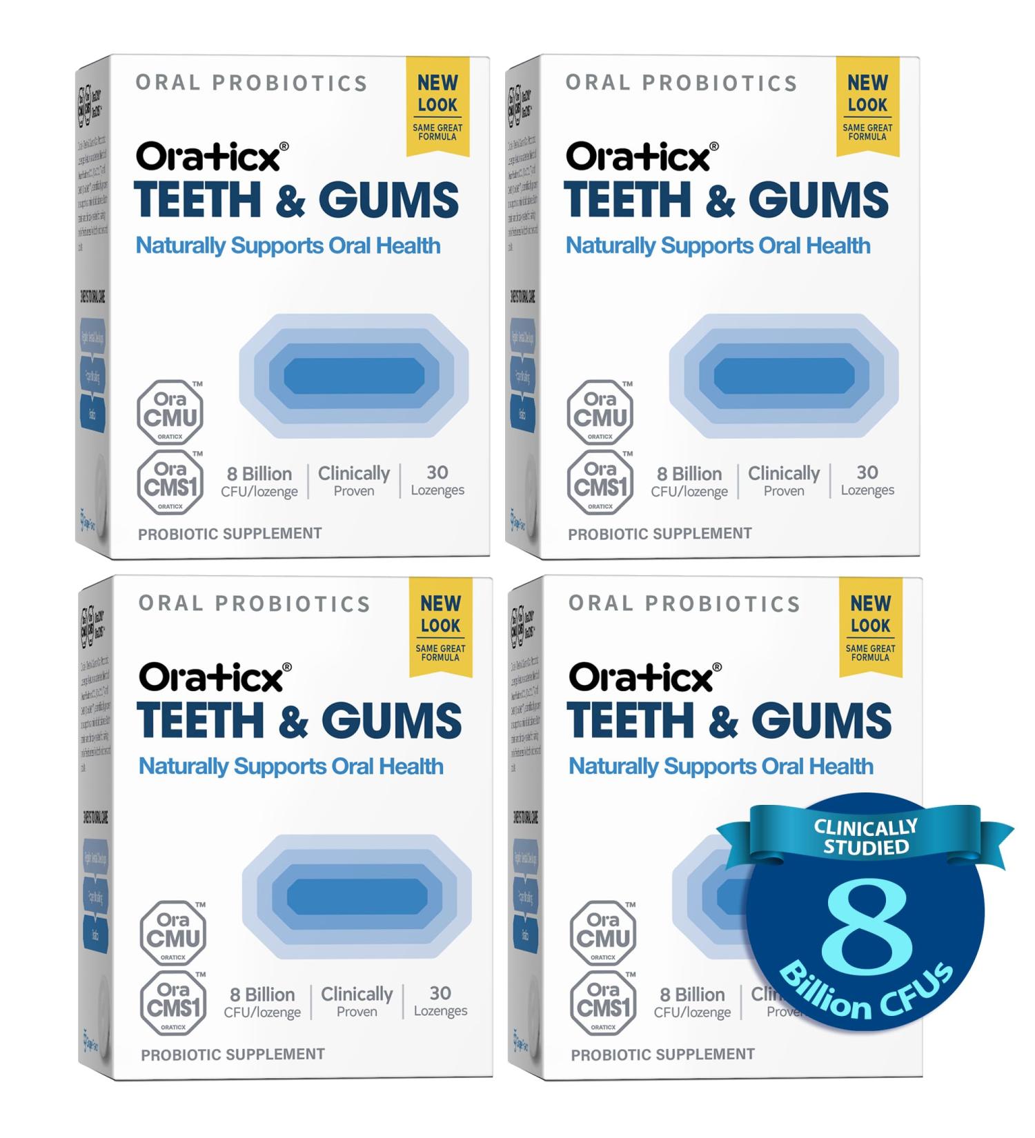 OraTicx Teeth & Gums Oral Probiotics 8 Billion CFU - Naturally Supports Oral Health Fresh Breath and Immunity Dental Probiotic Supplement Grape Flavor 30 Lozenges 4-Pack - Buy Online on GoSupps.com