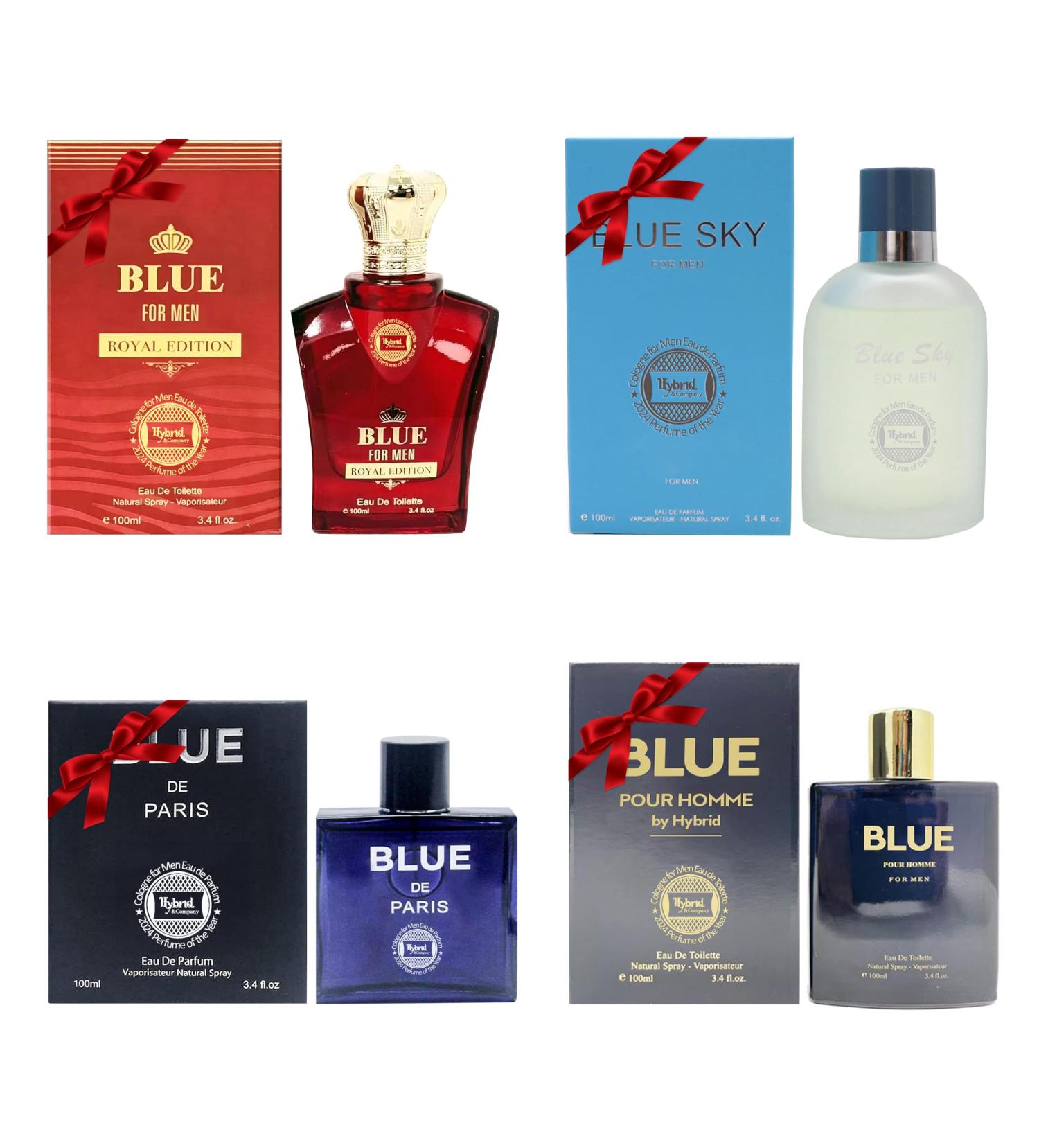 Hybrid & Company Men's 4 Pcs Fresh Sweet Strength Scent Eau De Toilette Perfume BLUE DE PARIS BLUE FOR MEN BLU POUR HOMME Blue Sky 3.4 Fl Oz (Pack of 4) - Buy Online on GoSupps.com