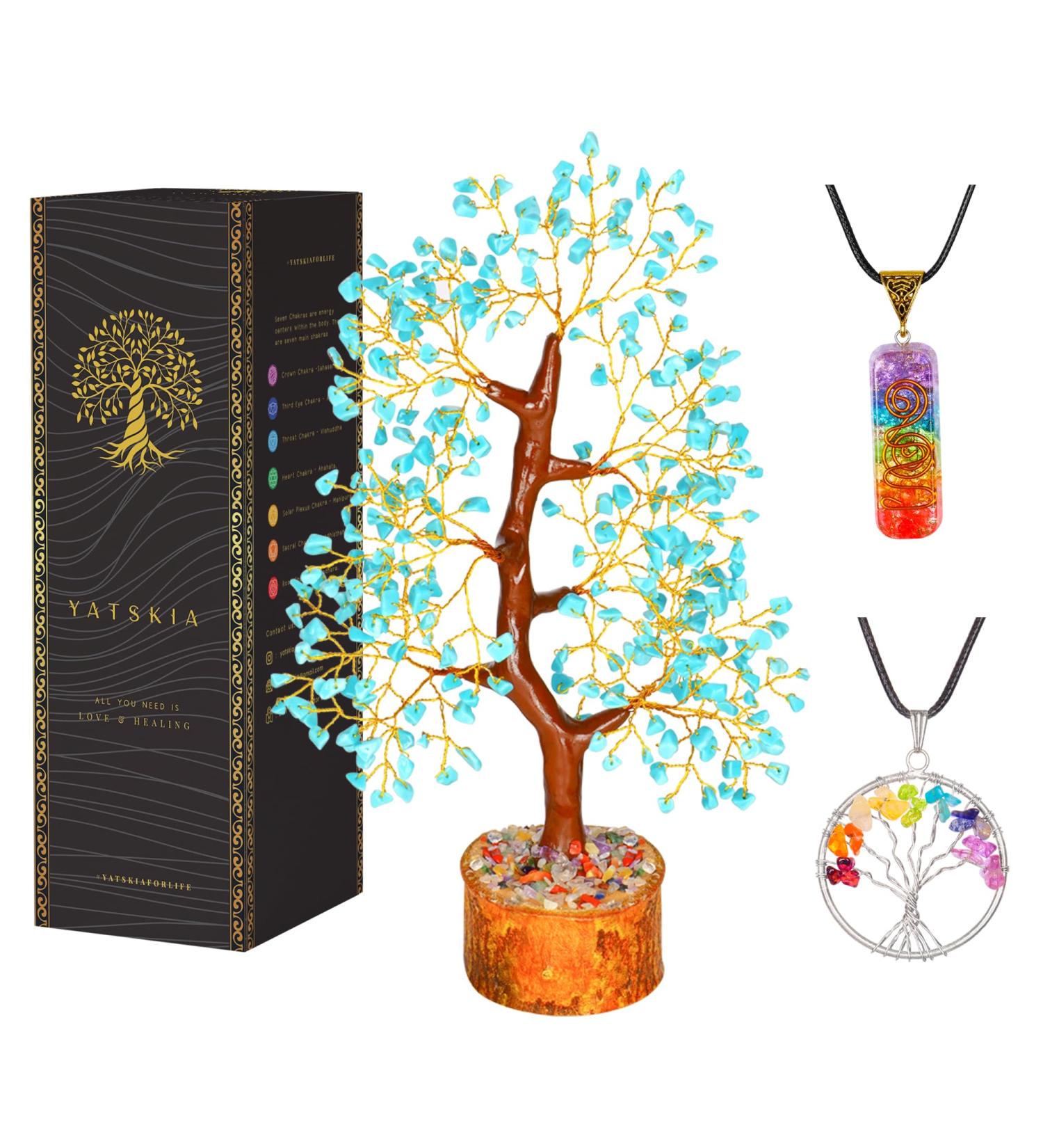 Turquoise Crystal Tree of Life - Meditation and Spiritual Room Decor - Holistic Gifts for Women - Buy Online on GoSupps.com