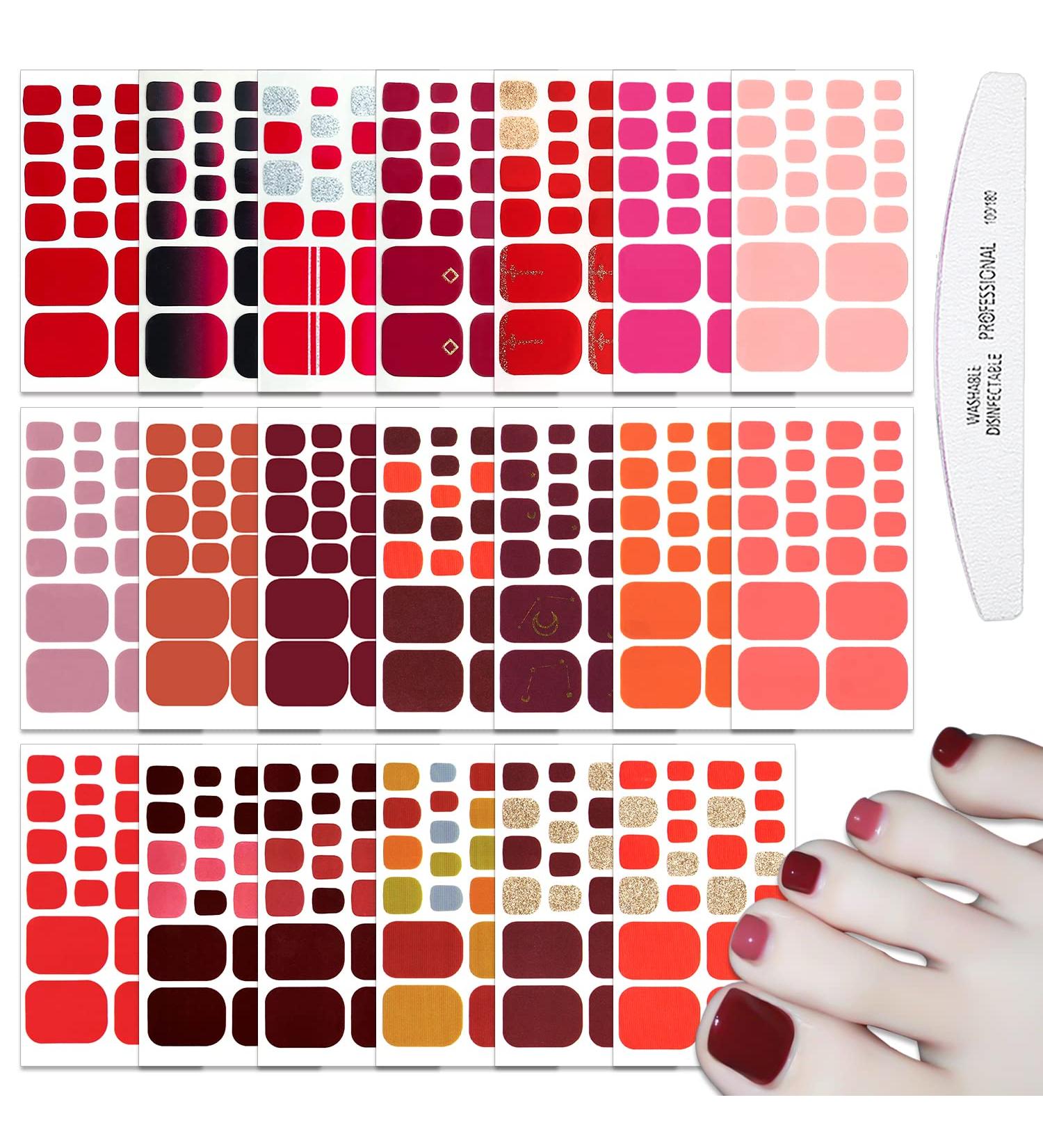 WOKOTO 20 Sheets 440pcs Red Nail Stickers for Toes and Nails - Solid Color Nail Wraps for Women - Nail Gel Strips for Toenails - Press On Nail Polish Stickers - Gel Nail Stickers Kit - Buy Online on GoSupps.com