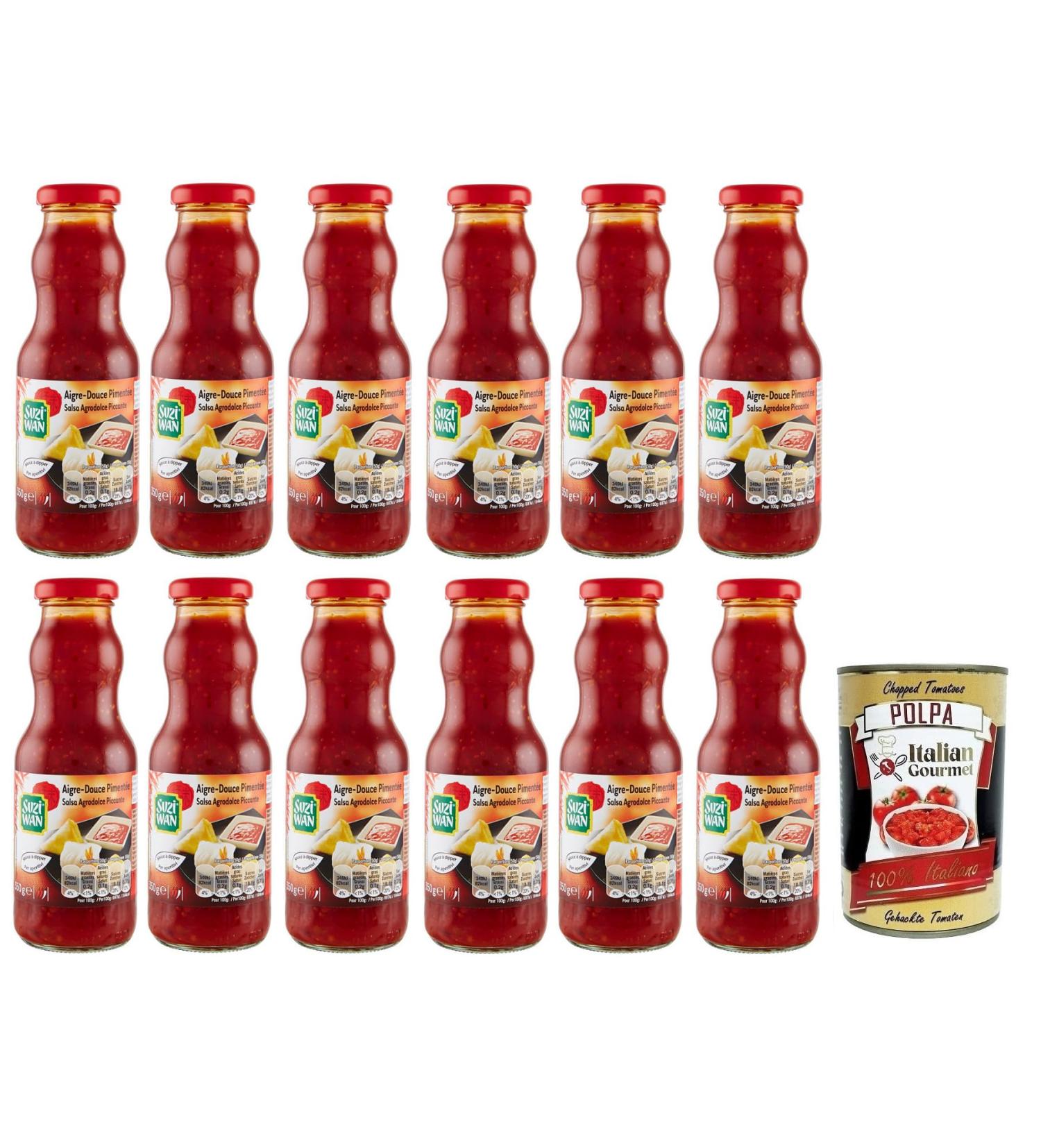  Italian Gourmet E.R. Suzi Wan Hot and Sour Salsa Pack of 12 hot sour sauces in 350g glass jars + 400g box - Buy Online on GoSupps.com