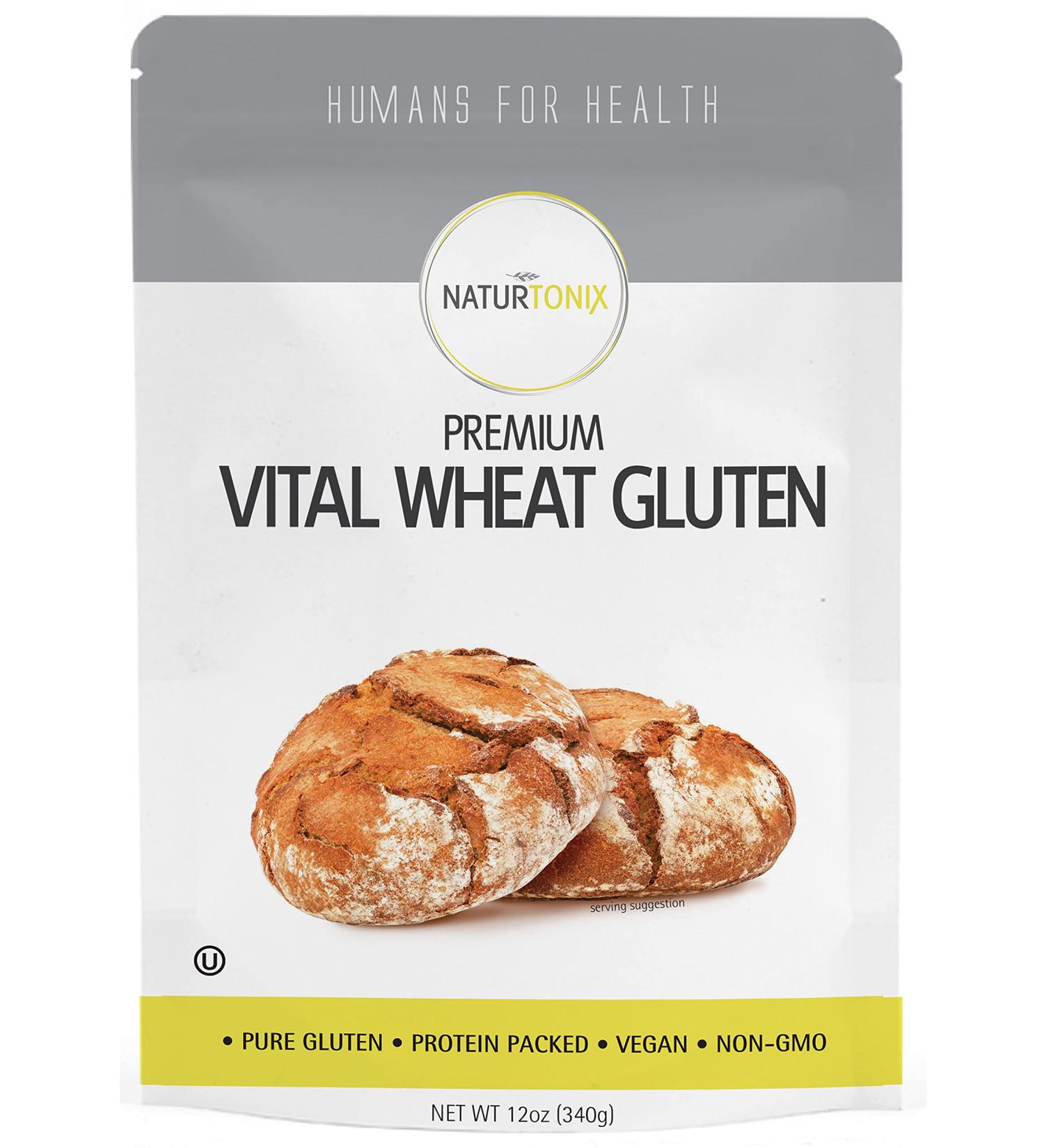 Naturtonix Vital Wheat Gluten 12 oz - Pure Non-GMO Vegan Protein, Keto Friendly - Certified Kosher - Resealable Fresh Pouch - Buy Online on GoSupps.com