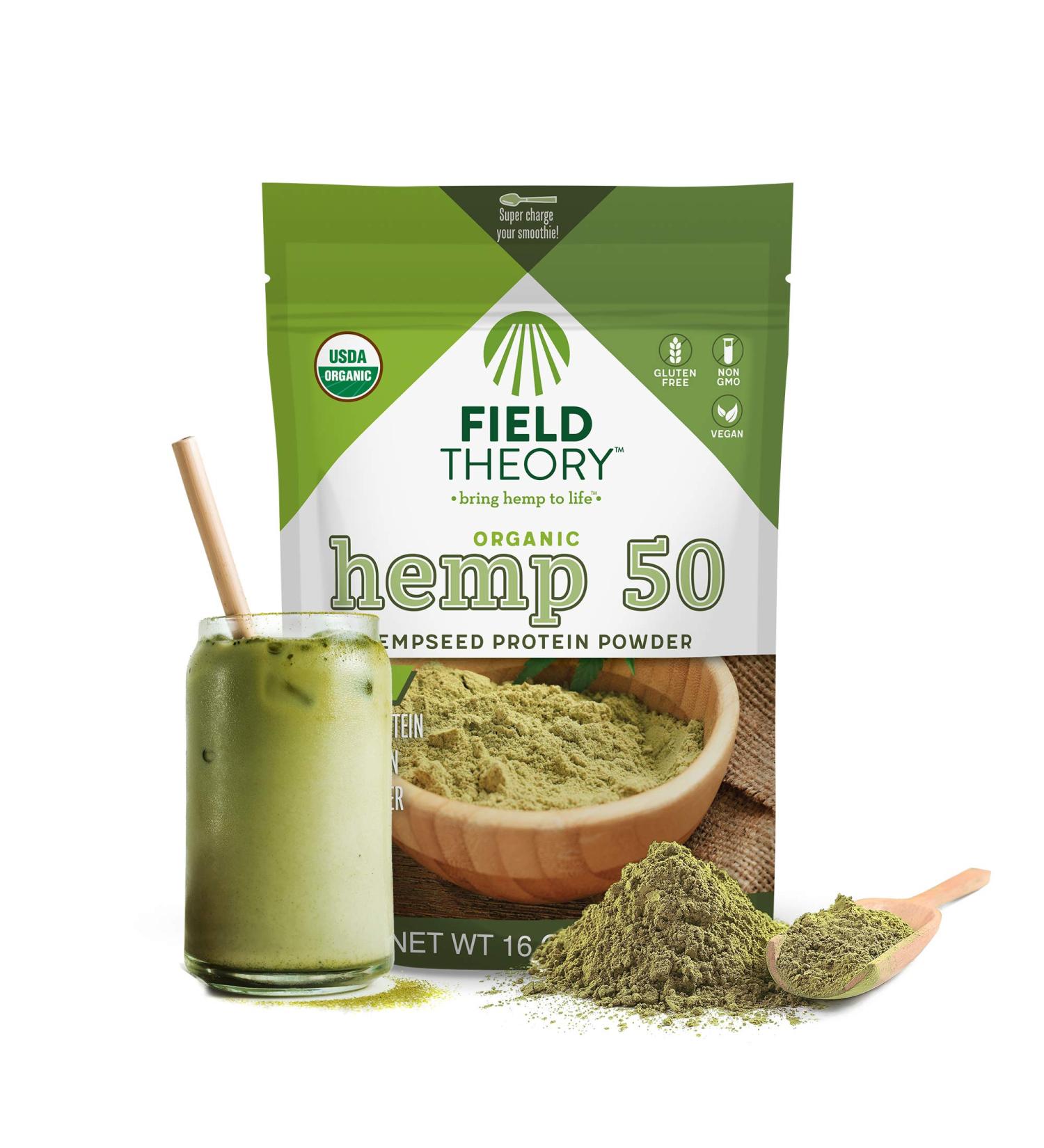 Field Theory Hemp Pro 50 Protein Powder - Organic 16oz Hemp Seed Plant Protein for Keto, Paleo, and Kosher Diet - Buy Online on GoSupps.com