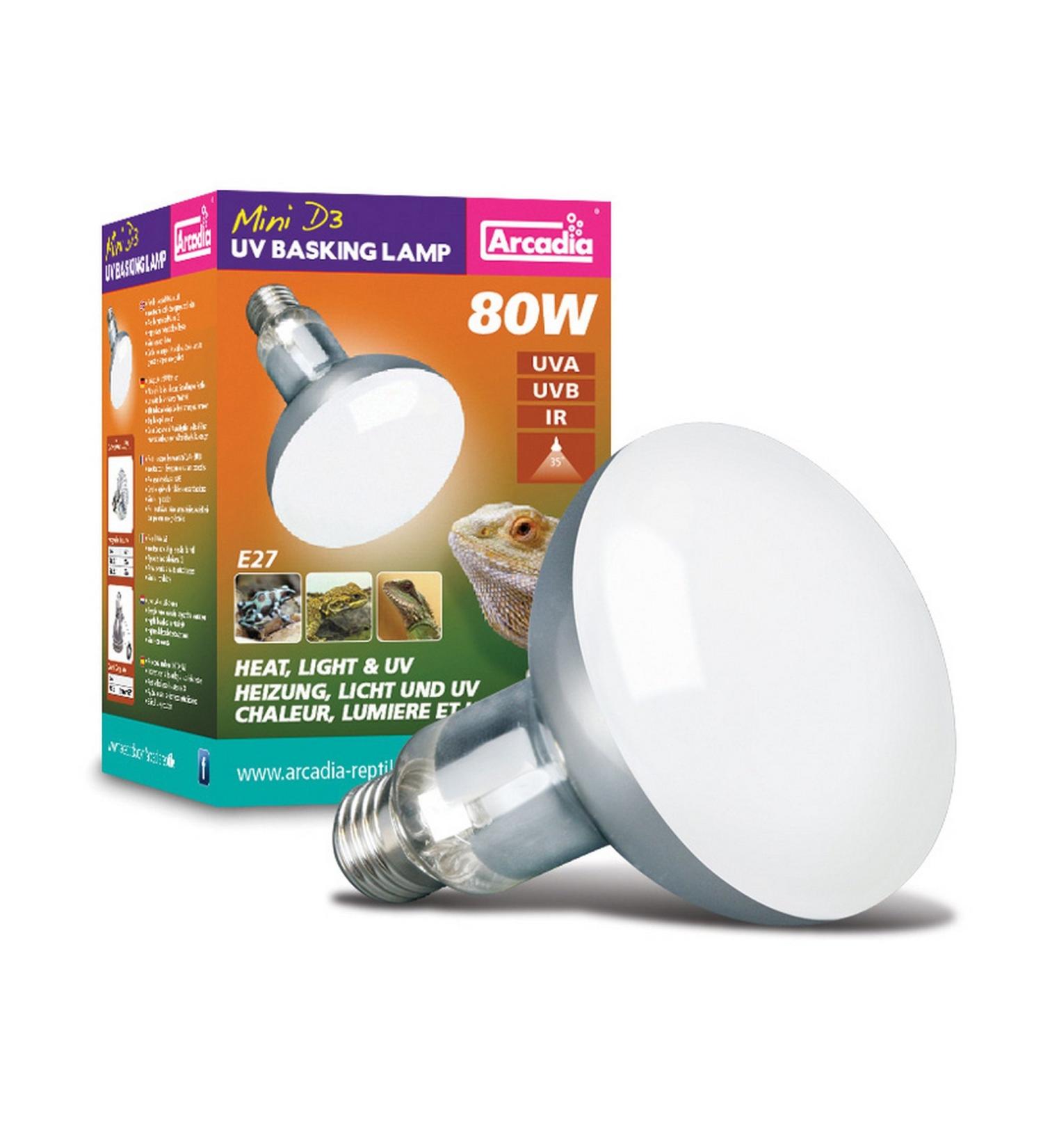 Arcadia SMA80E27 D3 UV Basking Lamp 80 Watt 2nd Generation
