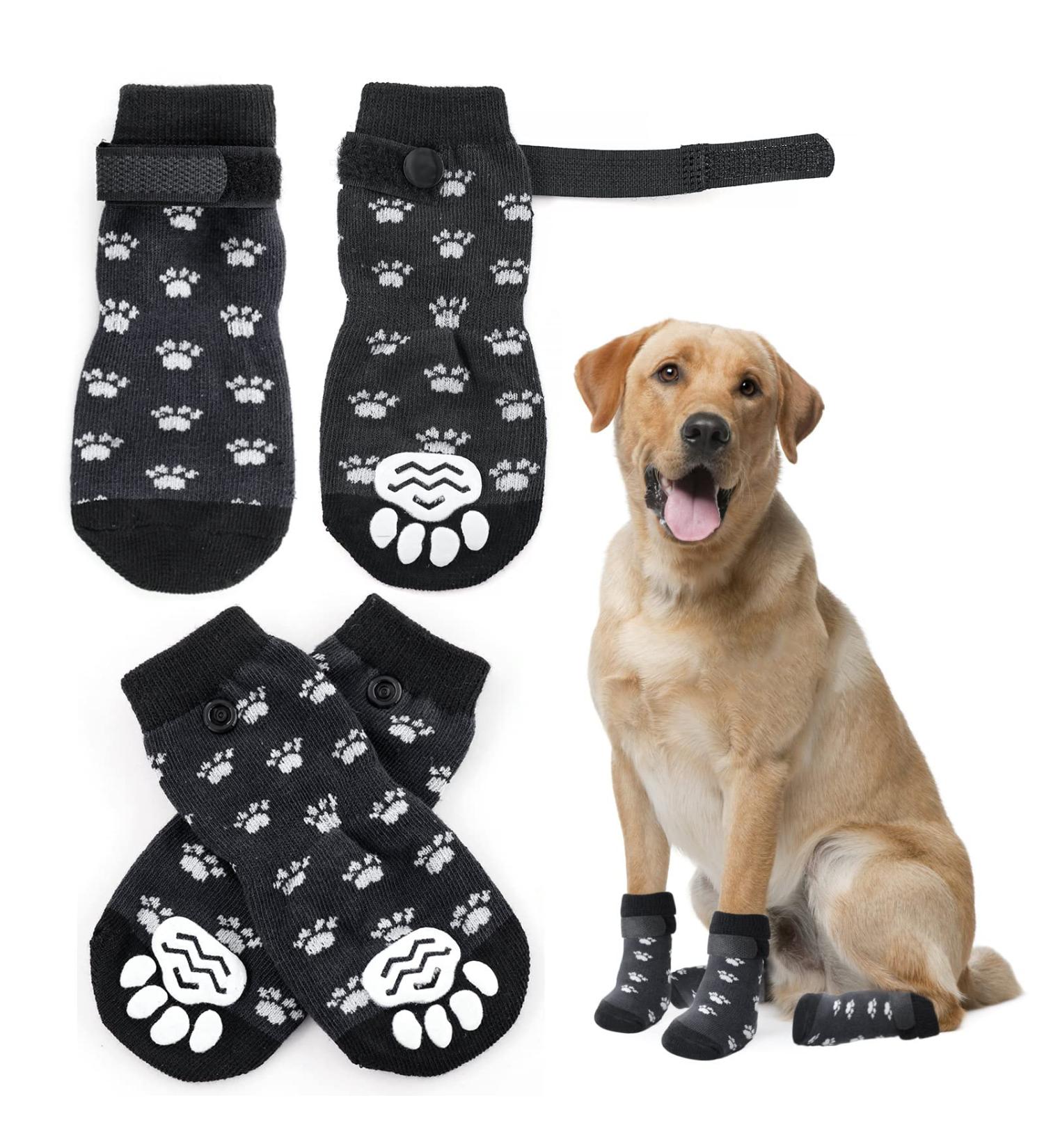 Anti-Slip Dog Socks with Adjustable Straps | Traction Control for Hardwood Floors - Size L - Buy Online on GoSupps.com