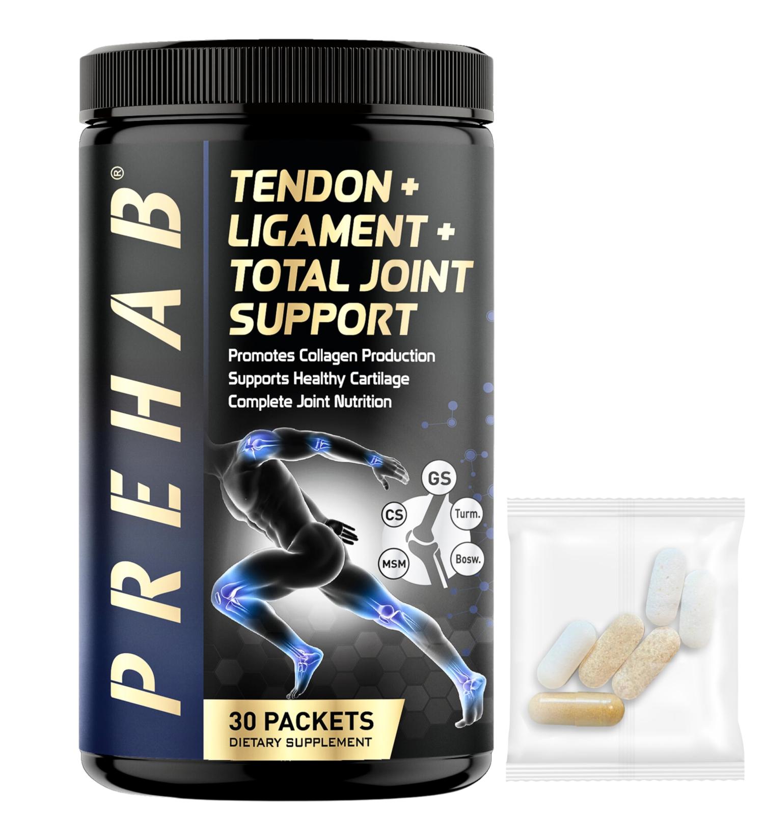 PREHAB Tendon + Ligament + Total Joint Support | #1 Joint Supplement for Athletes | 40 Ingredient Super Complex | Glucosamine Chondroitin MSM Turmeric | Premium Tendon Ligament Joint Supplement - Buy Online on GoSupps.com