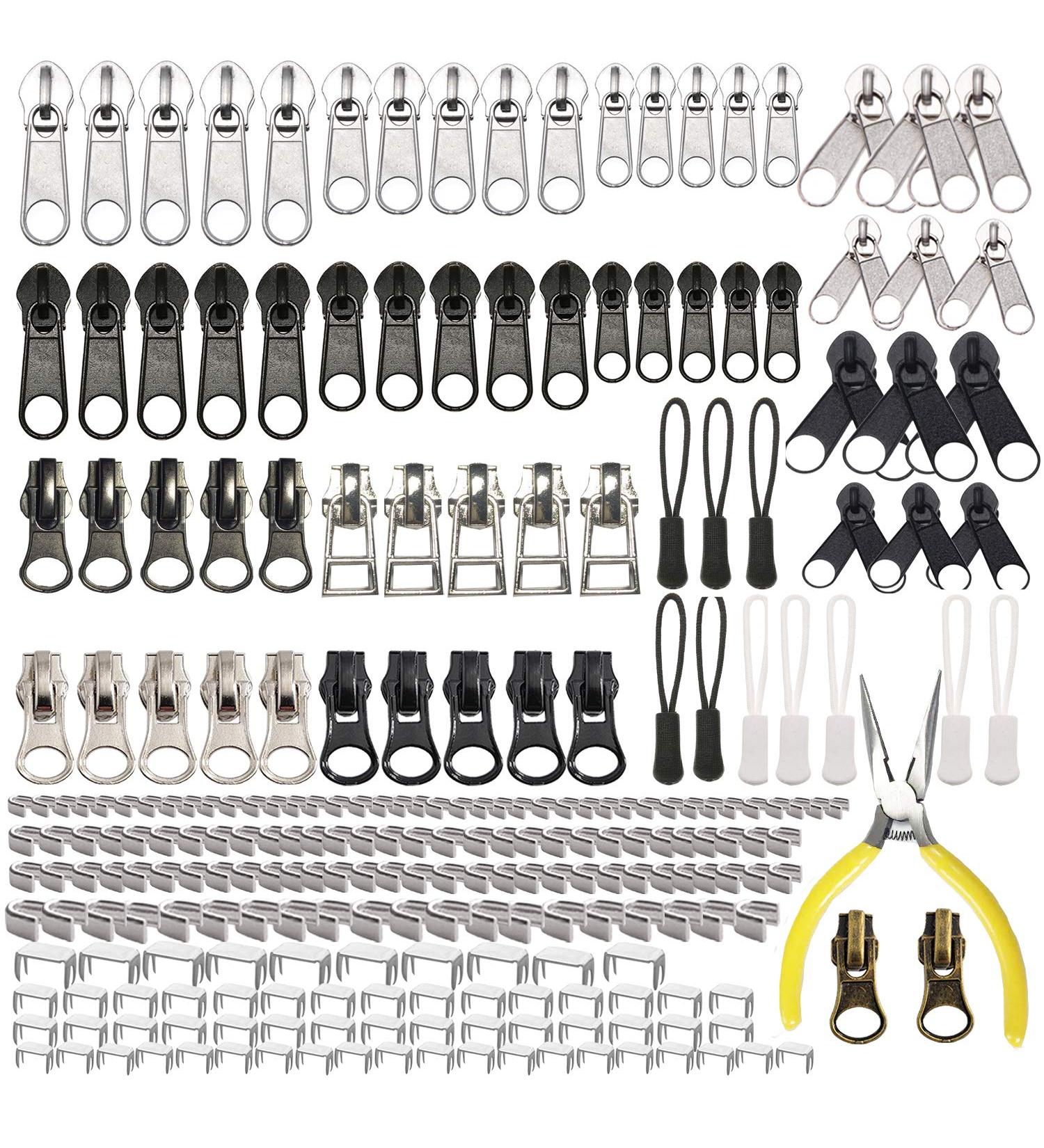 255 Pcs Zipper Repair Kit with Pliers Tool - Replacement & Extension Pulls for Clothing, Jackets, Purses, Backpacks - Ideal for Tents, Sleeping Bags - Buy Online on GoSupps.com