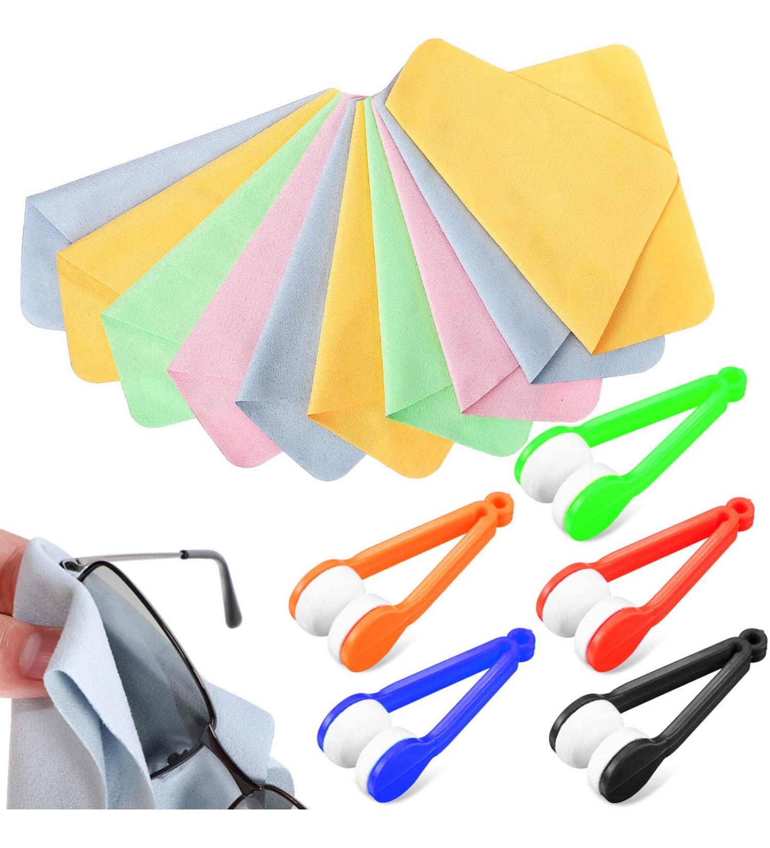 Lurrose 10pcs Microfiber Eyeglass Cleaner Cloth & Brush Set for Glasses and Screens - Buy Online on GoSupps.com