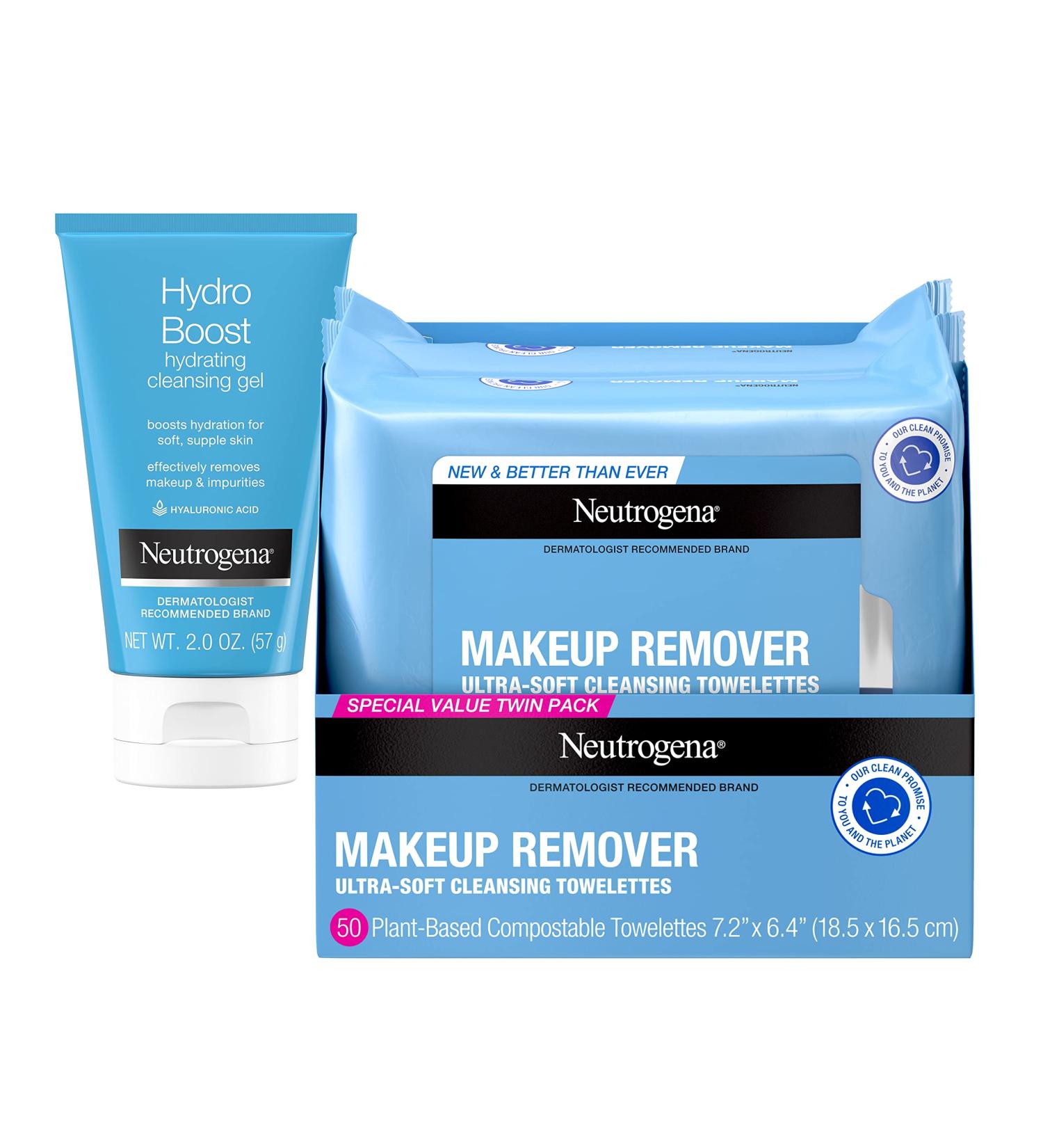 Neutrogena Makeup Remover Cleansing Face Wipes - Twin Pack, 25 Count - Alcohol-Free, Removes Waterproof Makeup and Mascara - Buy Online on GoSupps.com