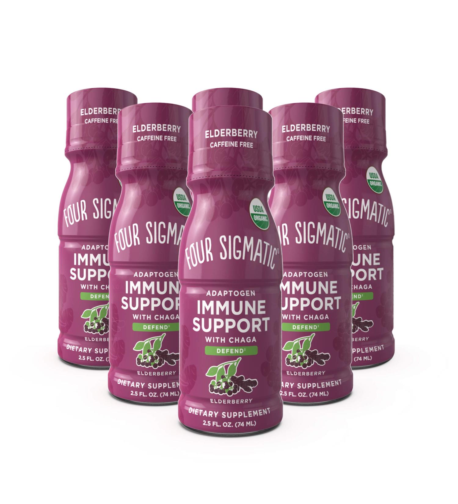 Four Sigmatic Adaptogen Immune Support - Chaga & Elderberry - 6 Bottles (2.5 fl oz Each) | Boost Your Immunity - Buy Online on GoSupps.com