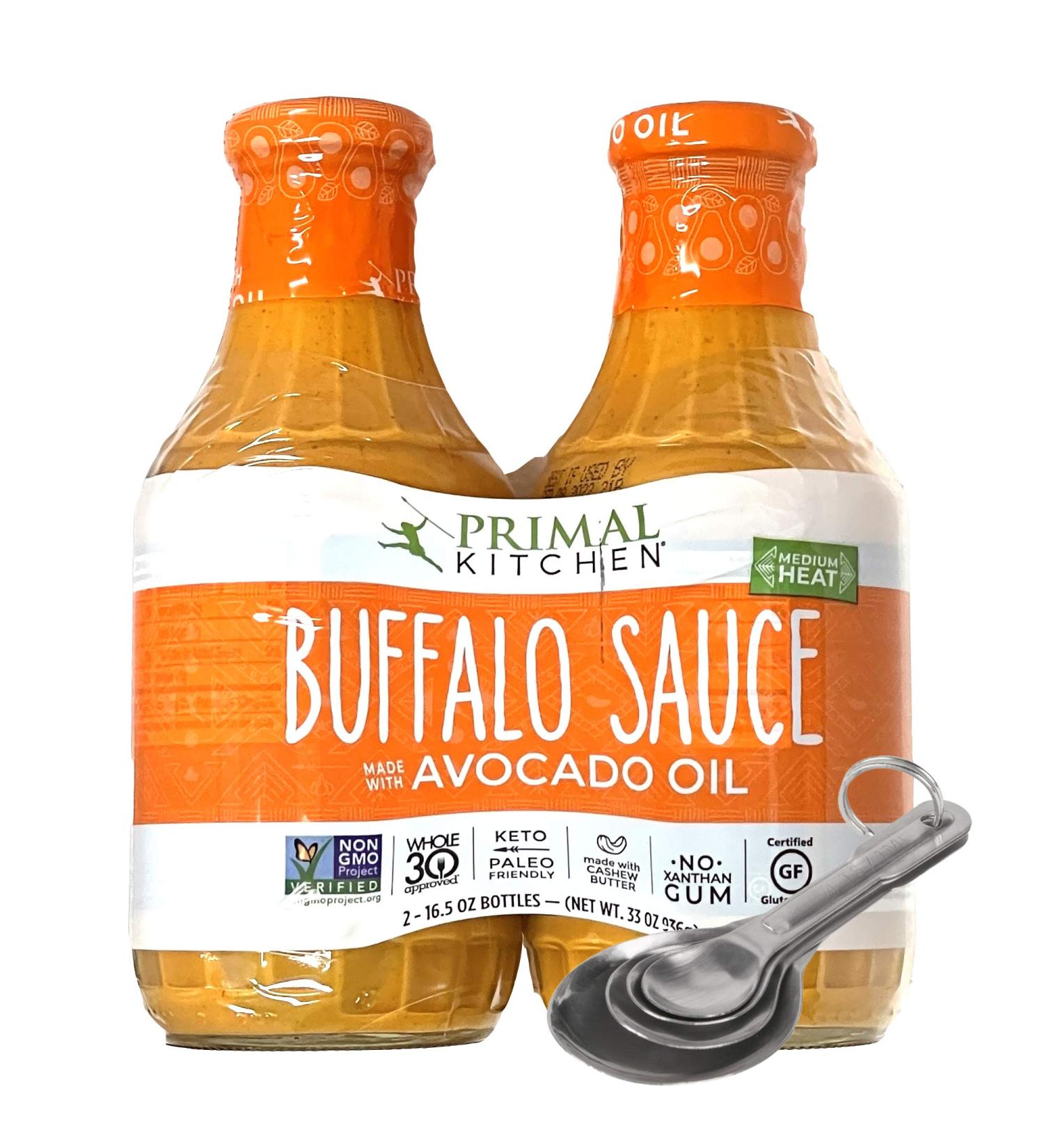 Primal Kitchen Buffalo Sauce Family Pack - 2 Free Measuring Spoons, Dairy-Free, Whole 30, Keto & Paleo Certified - 16.5 oz - Buy Online on GoSupps.com