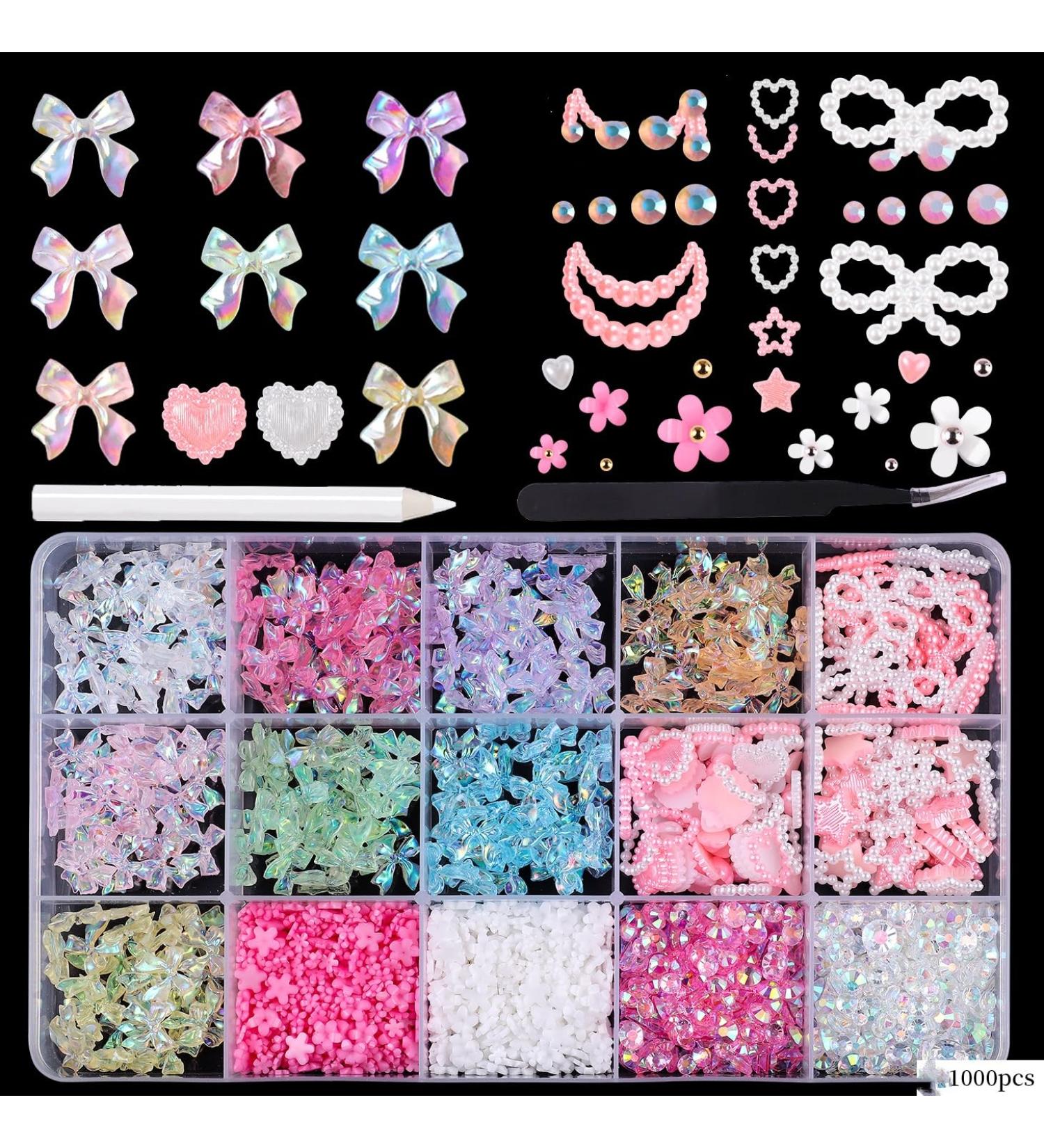 zzywjf 1000Pcs Nail Charm Butterfly Beads Bow 3D Butterfly Nails Charm Colourful Bowknot for Acrylic Nails Cute Butterfly Resin Nail Rhinestone Glitter Valentine Accessories for Nail Art Crafts - Buy Online on GoSupps.com