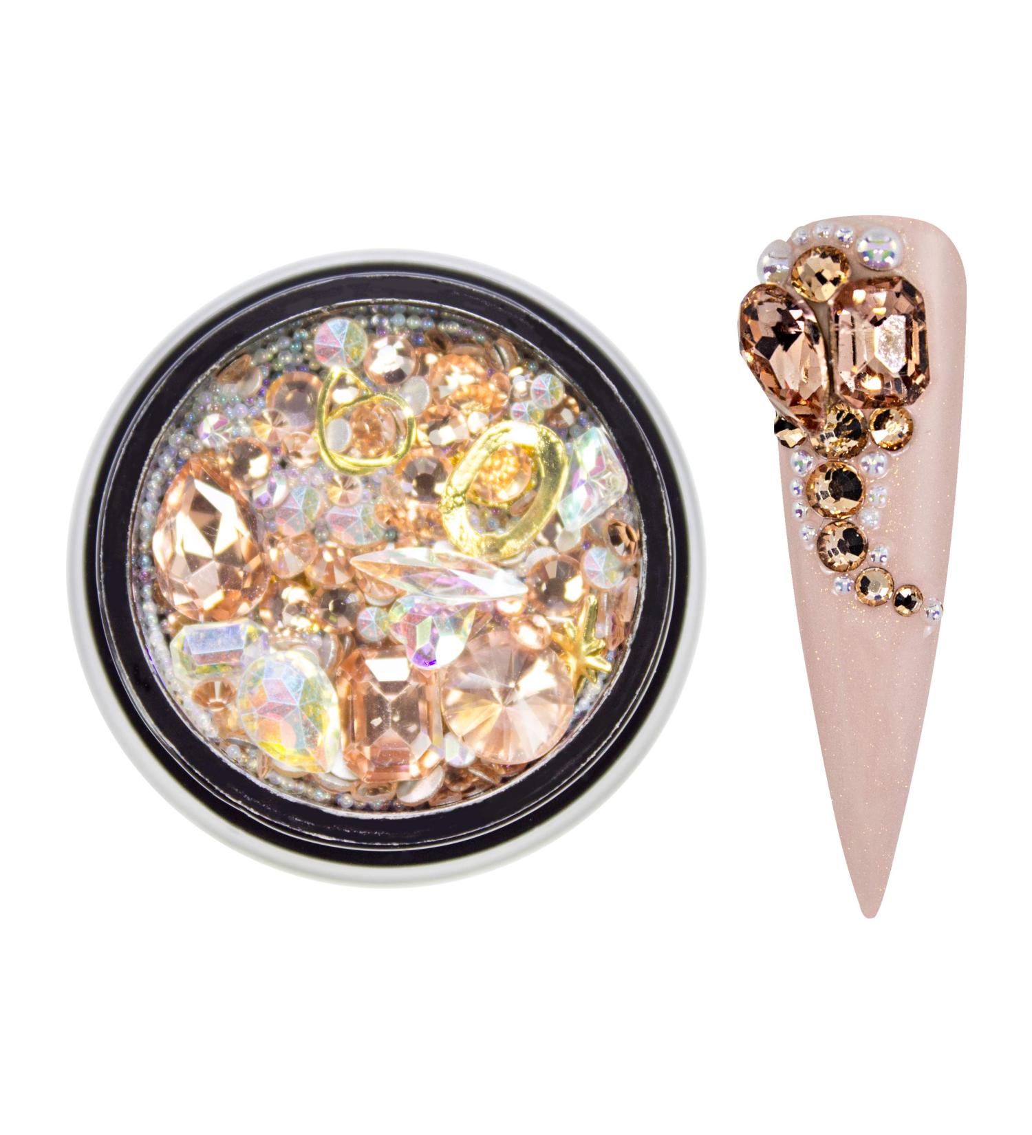 Rose Gold Nail Art Rhinestones & Overlay Mix - Stunning Nail Design Gems for Creative Nail Art - Buy Online on GoSupps.com