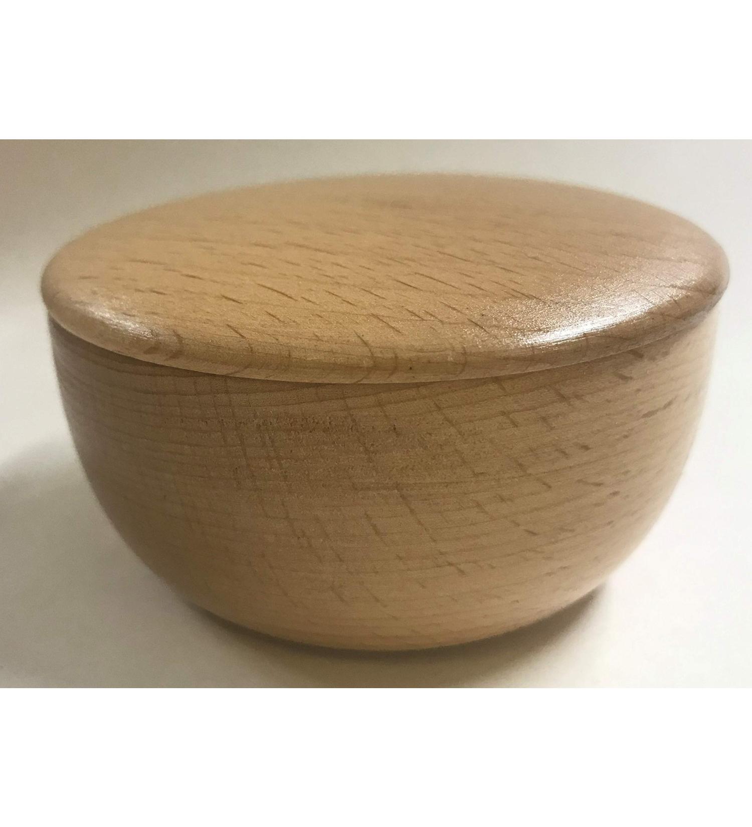 Redecker shaving soap bowl with lid beech wood