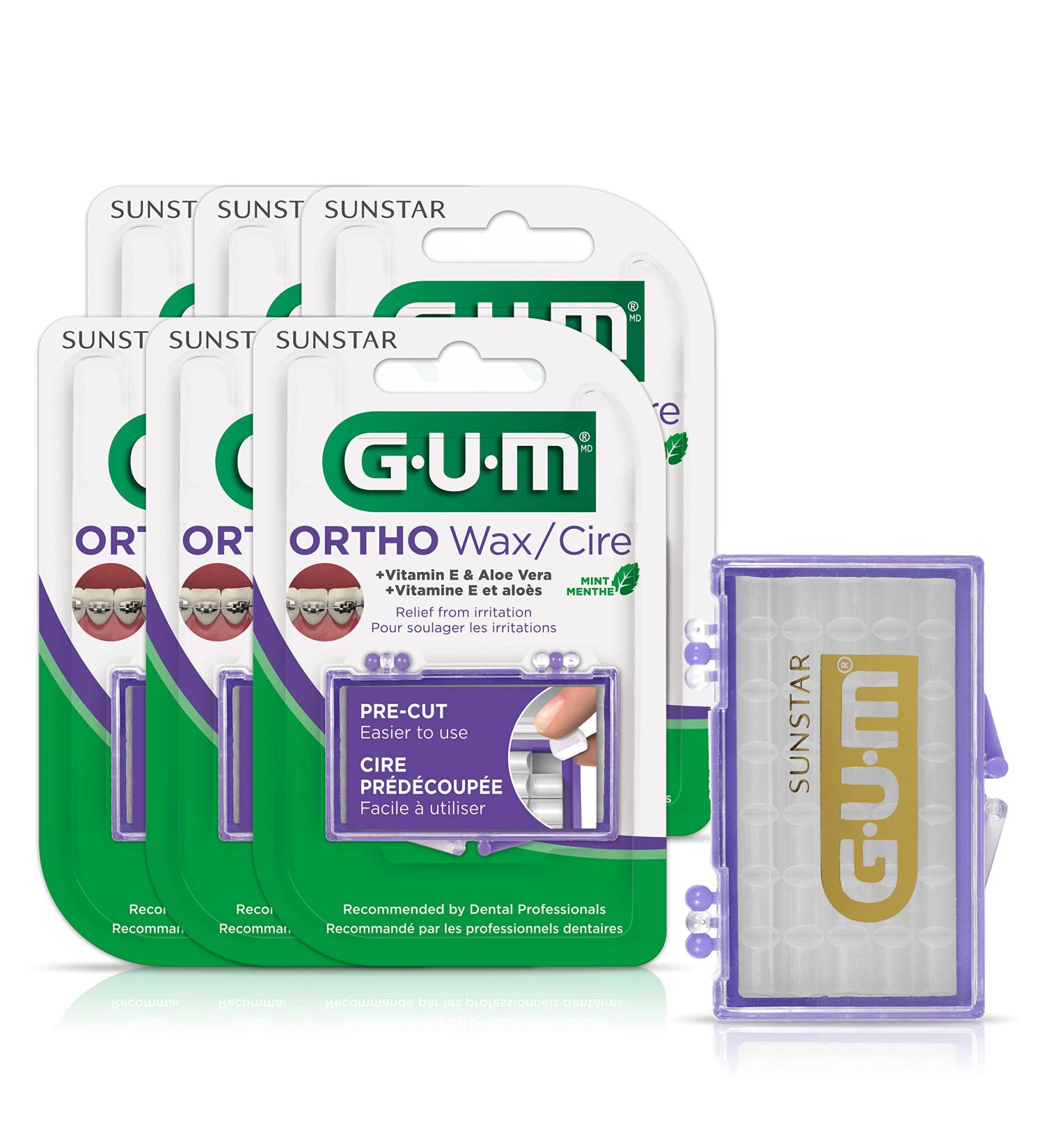 GUM Orthodontic Wax with Vitamin E and Aloe Vera (Pack of 6) - Mint Flavor | 6 ct - Buy Online on GoSupps.com