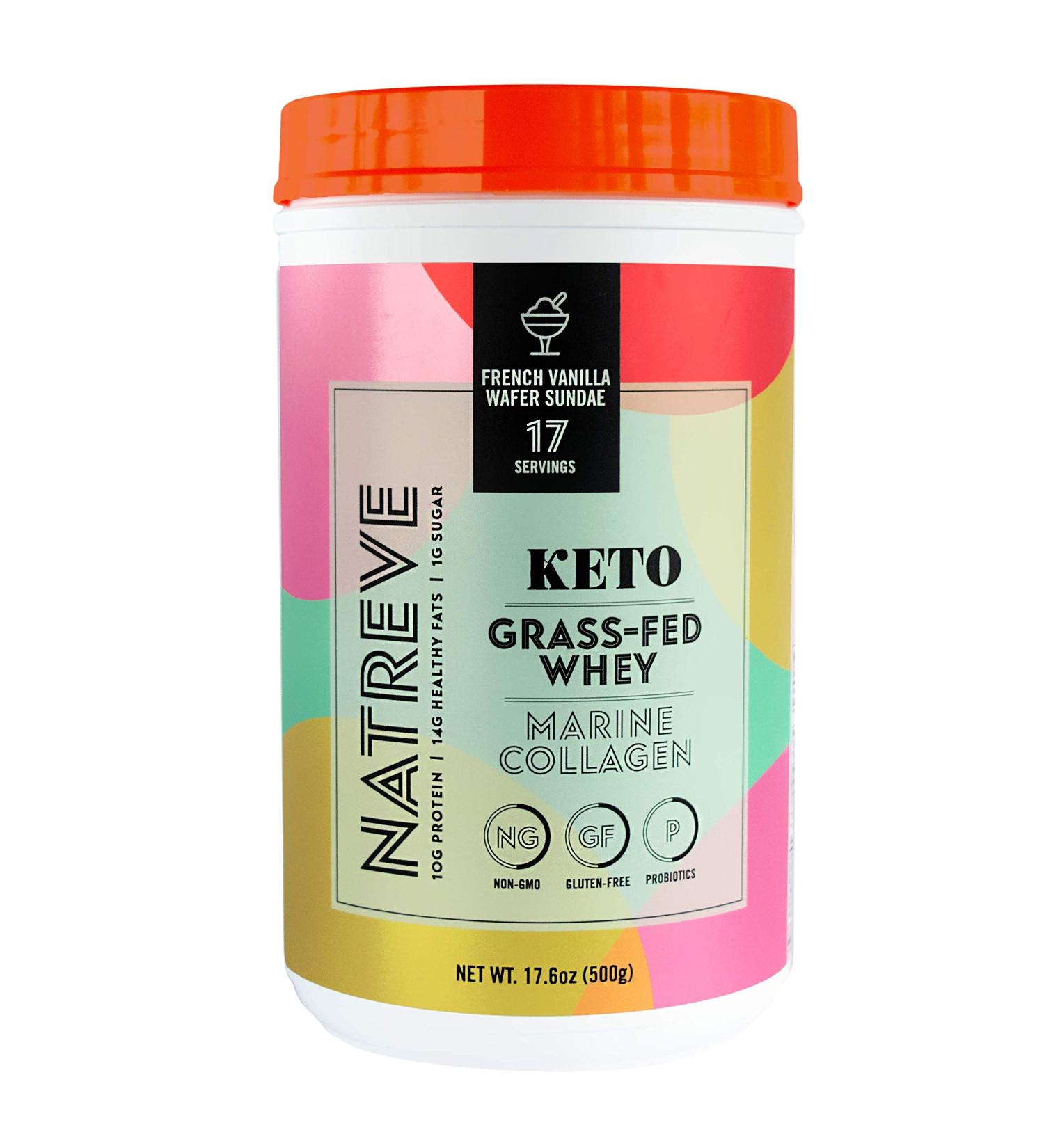 Natreve Marine Collagen Peptides & Grass-Fed Whey Powder - Keto Friendly Collagen Protein for Hair, Skin, Joints - French Vanilla Flavor - Buy Online on GoSupps.com