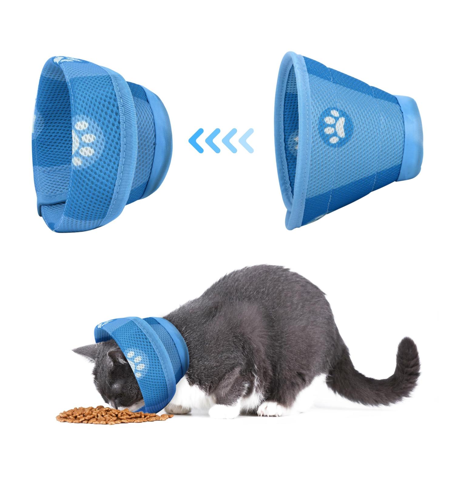 Lollanda Adjustable Cat Collar | Soft Protective Elizabethan Recovery Collar for Cats | Post-Surgery & Injury Relief (S) - Blue - Buy Online on GoSupps.com