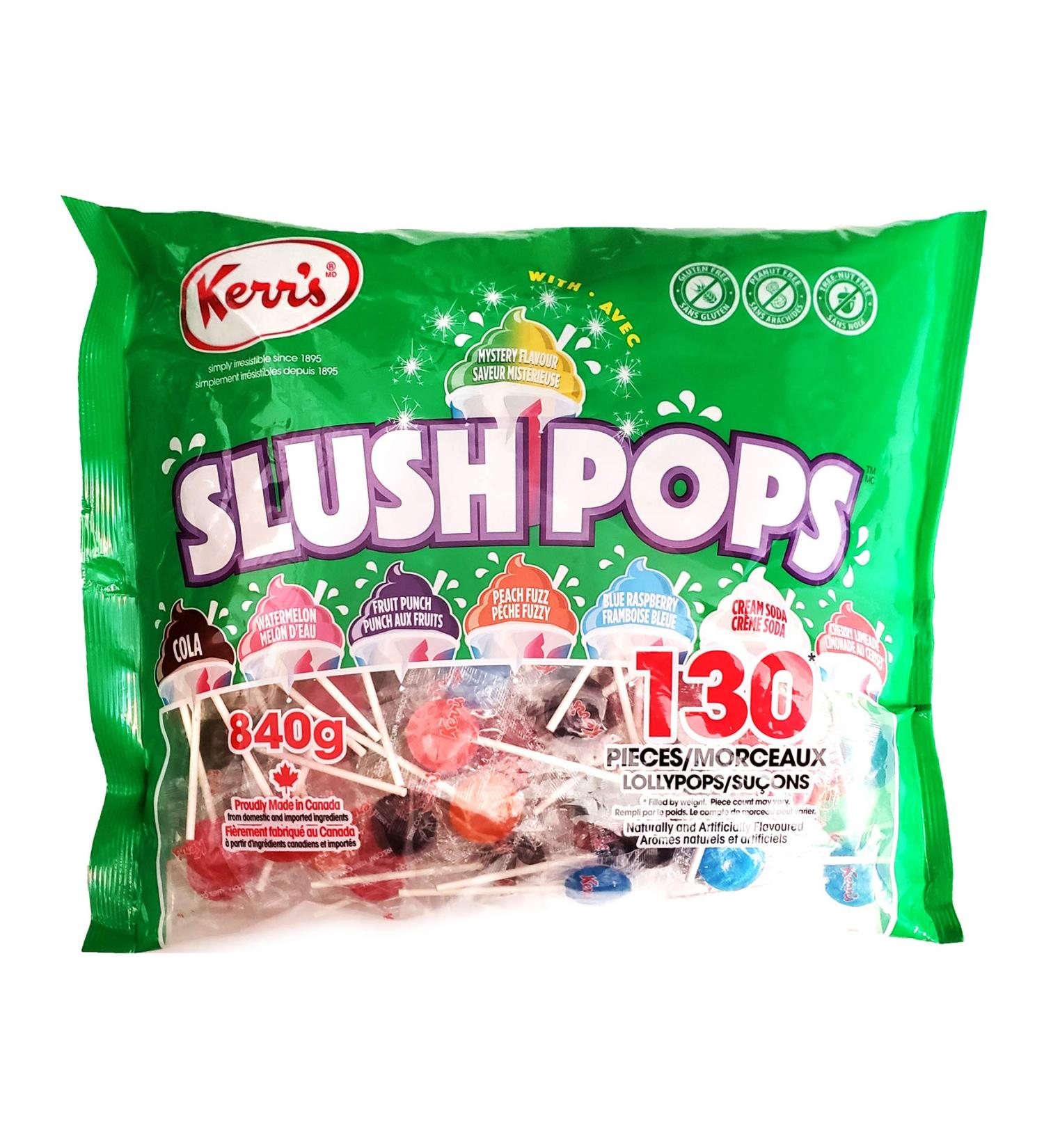 Kerr's Lollipops Slush Pops 7 Flavours - 130 Count 840 Grams