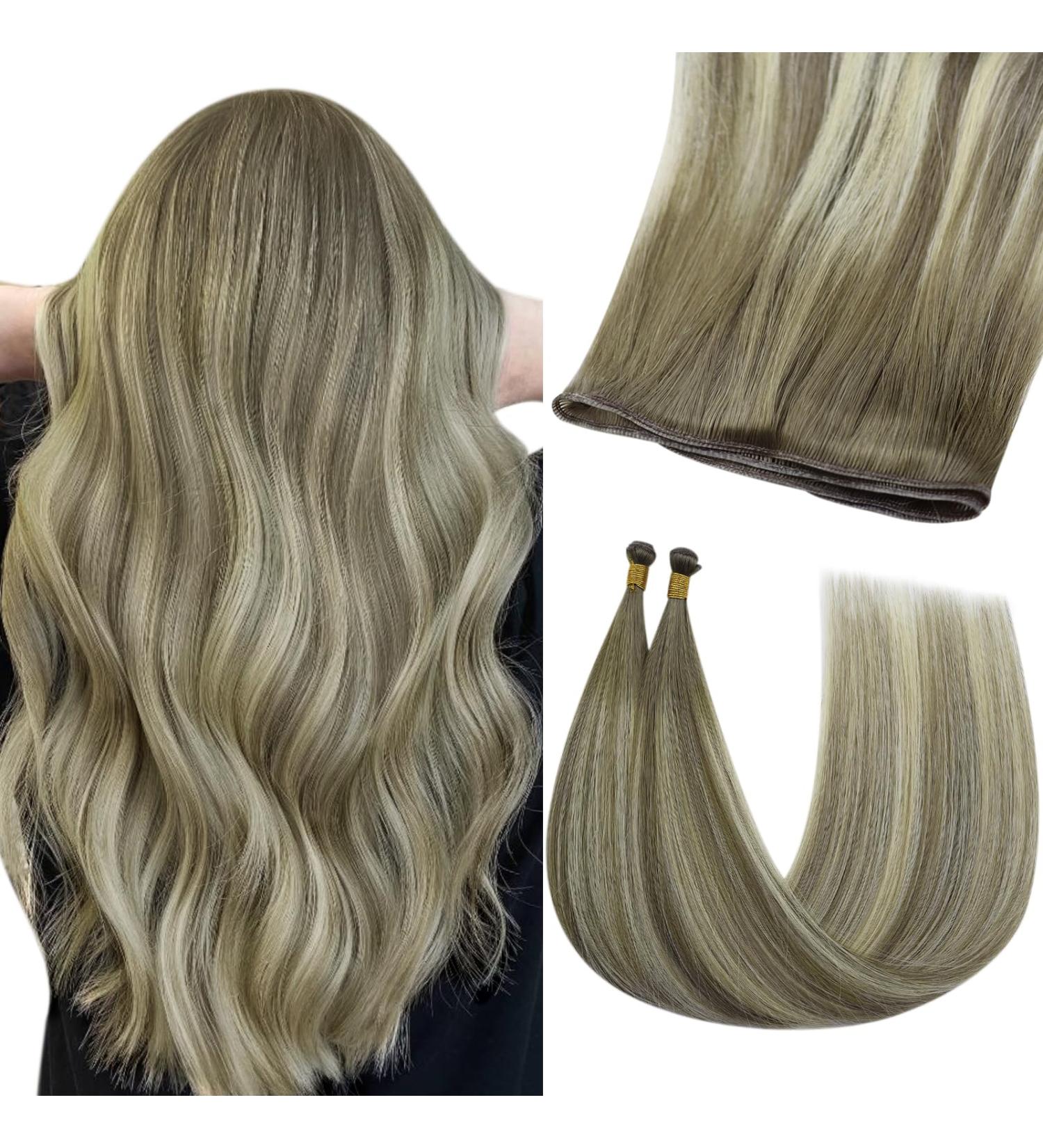 Youngsee Genius Weft Ombre Real Hair Tress 40cm - Ash Brown & Blonde Ombre Extensions 25g #7/7/Icy - Premium Virgin Hair Weave - Buy Online on GoSupps.com