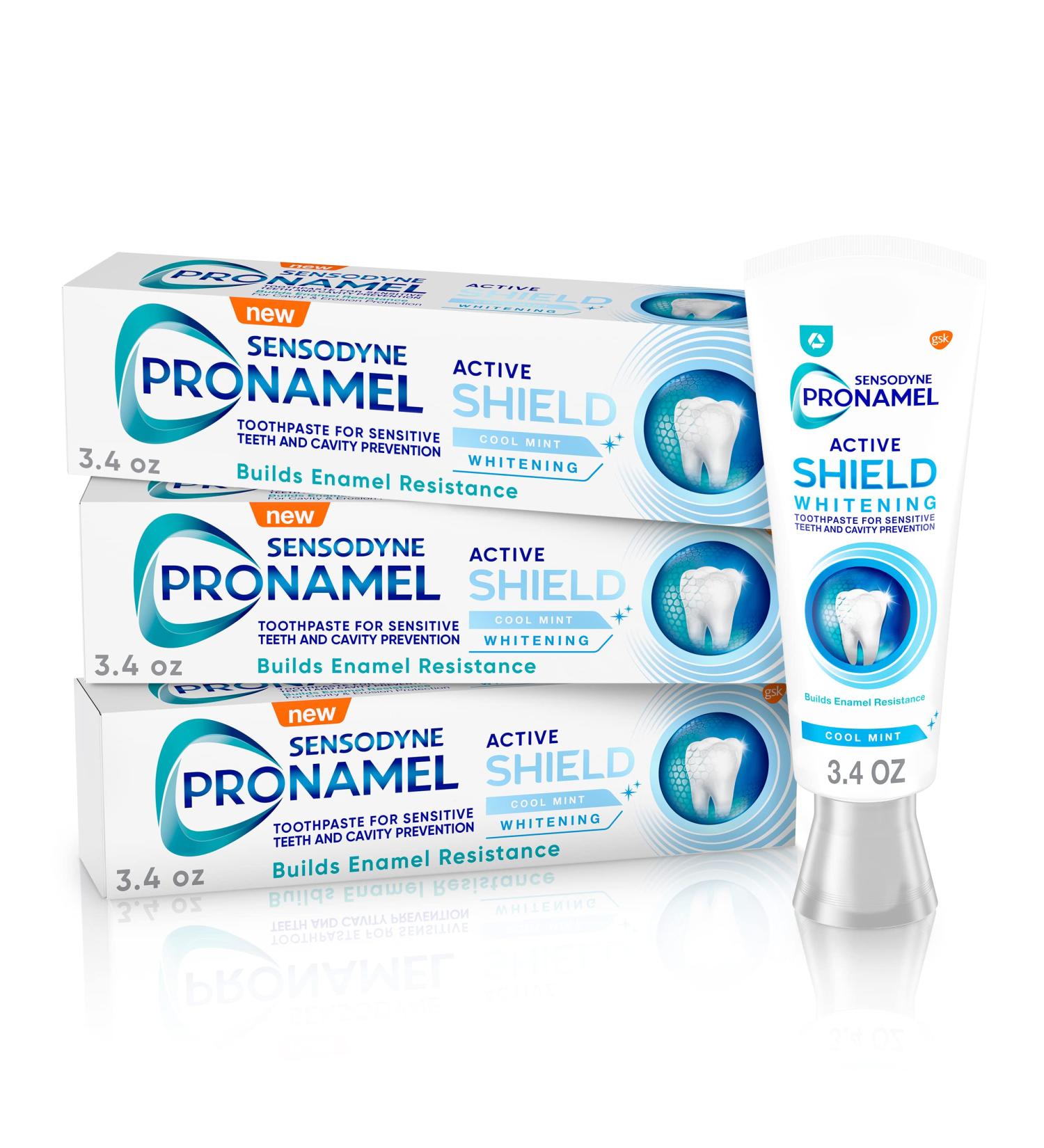 Sensodyne Pronamel Active Shield Whitening Toothpaste x3 - Cool Mint 3.4oz | Enamel Protection - Buy Online on GoSupps.com