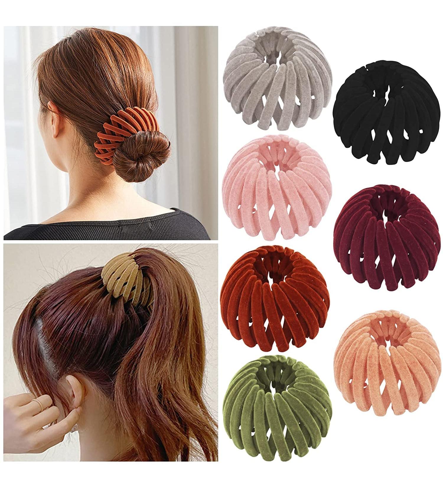 Buy 7pcs Lazy Bird's Nest Hair Clips | Expandable Bun Maker & Velvet Hair Accessories for Women & Girls - International Shipping Available - Buy Online on GoSupps.com