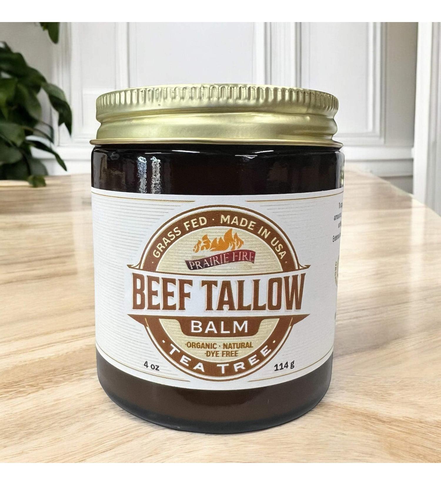 Grass Fed Beef Tallow Balm - 4 oz - Made in USA - Organic Grass Fed and Finished Tallow - Moisturizing Skin Care Tea Tree - Buy Online on GoSupps.com
