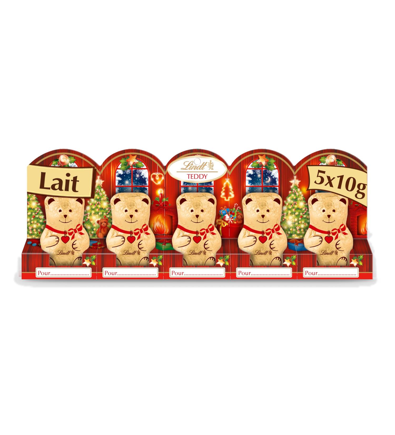 Lindt - Barrette de 5 Mini-moulages TEDDY - Chocolat au Lait - Id al pour No l 5x10g Barrette Teddy 50g - Buy Online on GoSupps.com