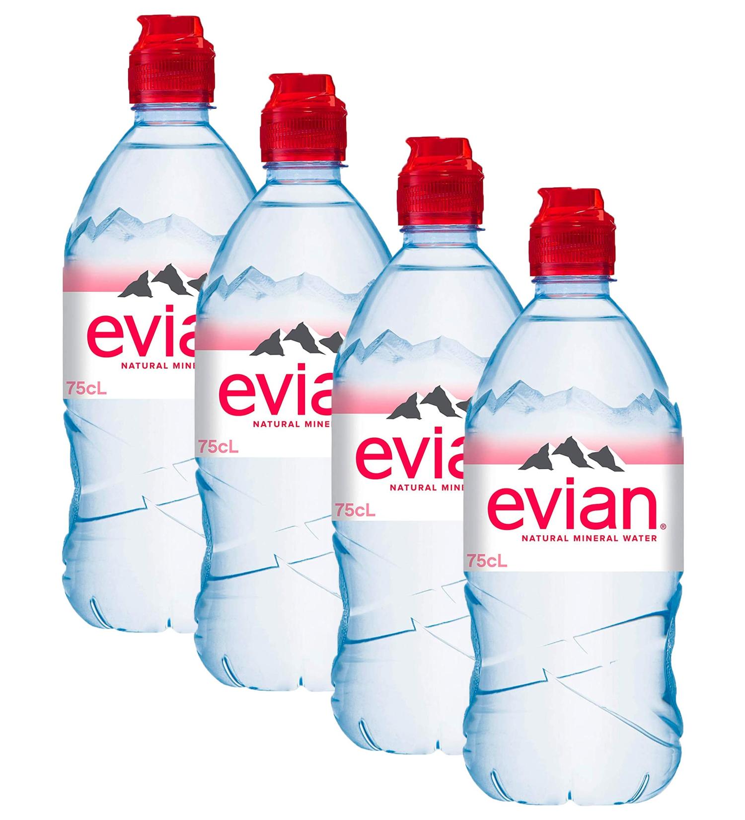 Lot de 4 bouteilles d'eau min rales naturelles avec bouchon 75 cl