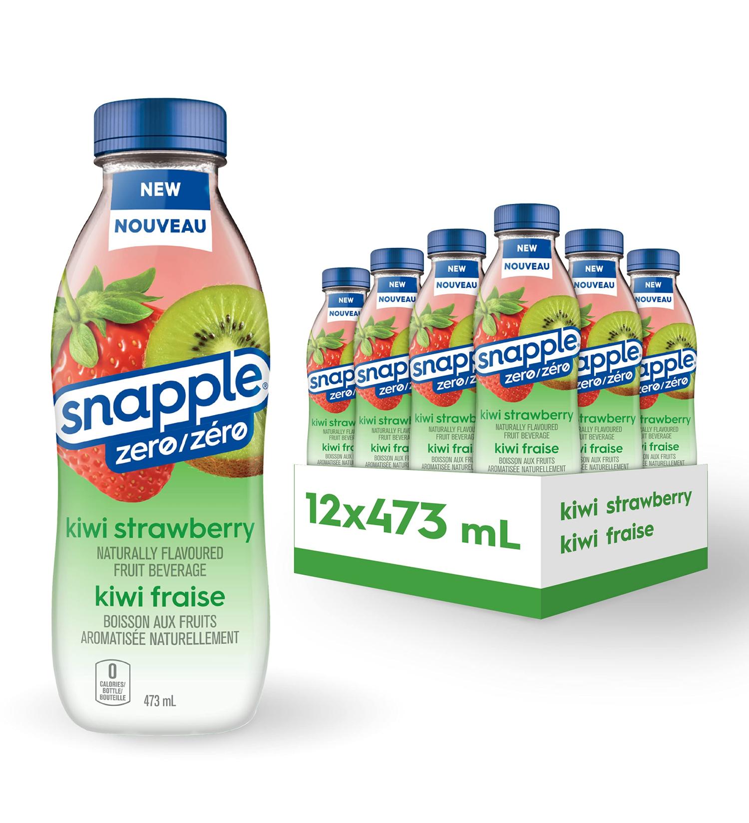 Snapple Zero Sugar Naturally Flavoured Fruit Beverage Kiwi- Strawberry 473mL 12-Count Kiwi-Strawberry-Zero 1 Count (Pack of 12) - Buy Online on GoSupps.com