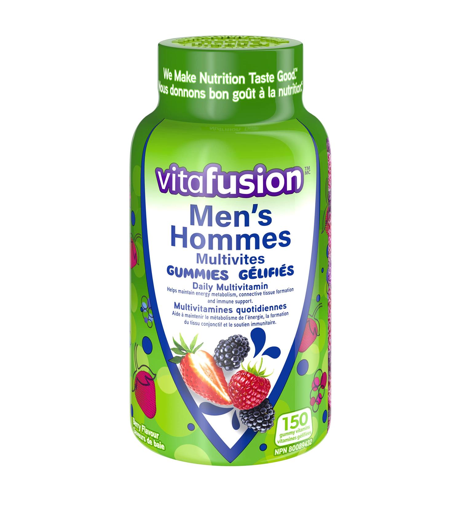 Vitafusion Men's Multivites Gummies Daily Multivitamin Healthy metabolism 1 Immune support 2 Connective tissue formation 3 150 Count (2.5-month supply). - Buy Online on GoSupps.com