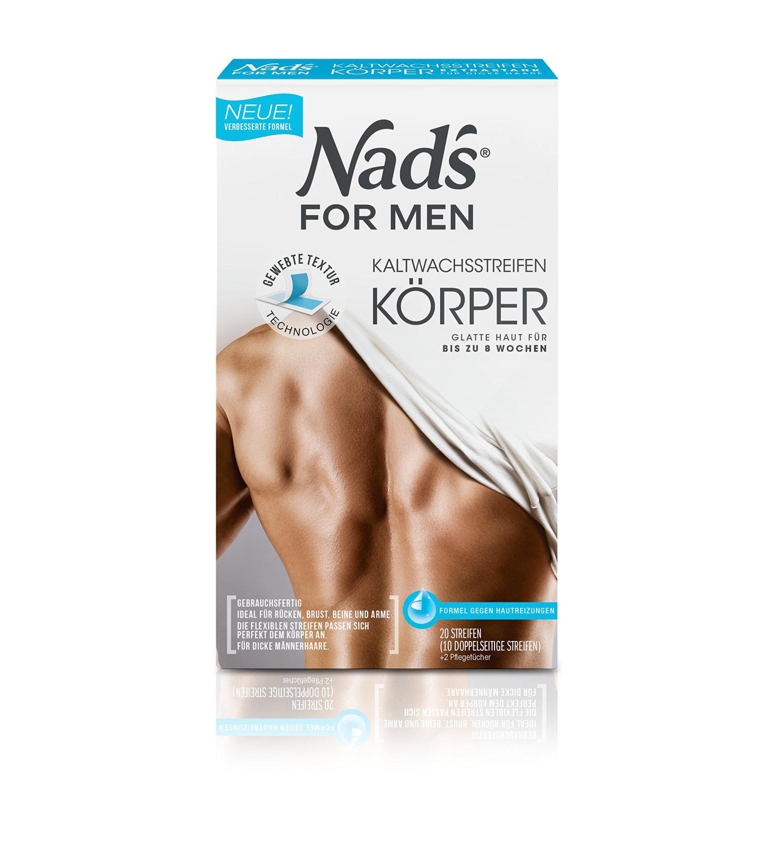 Nads For Men Cold Wax Strips - Effective Hair Removal for All Skin Types | 20 Strips + 2 Care Wipes - International Shipping Available - Buy Online on GoSupps.com