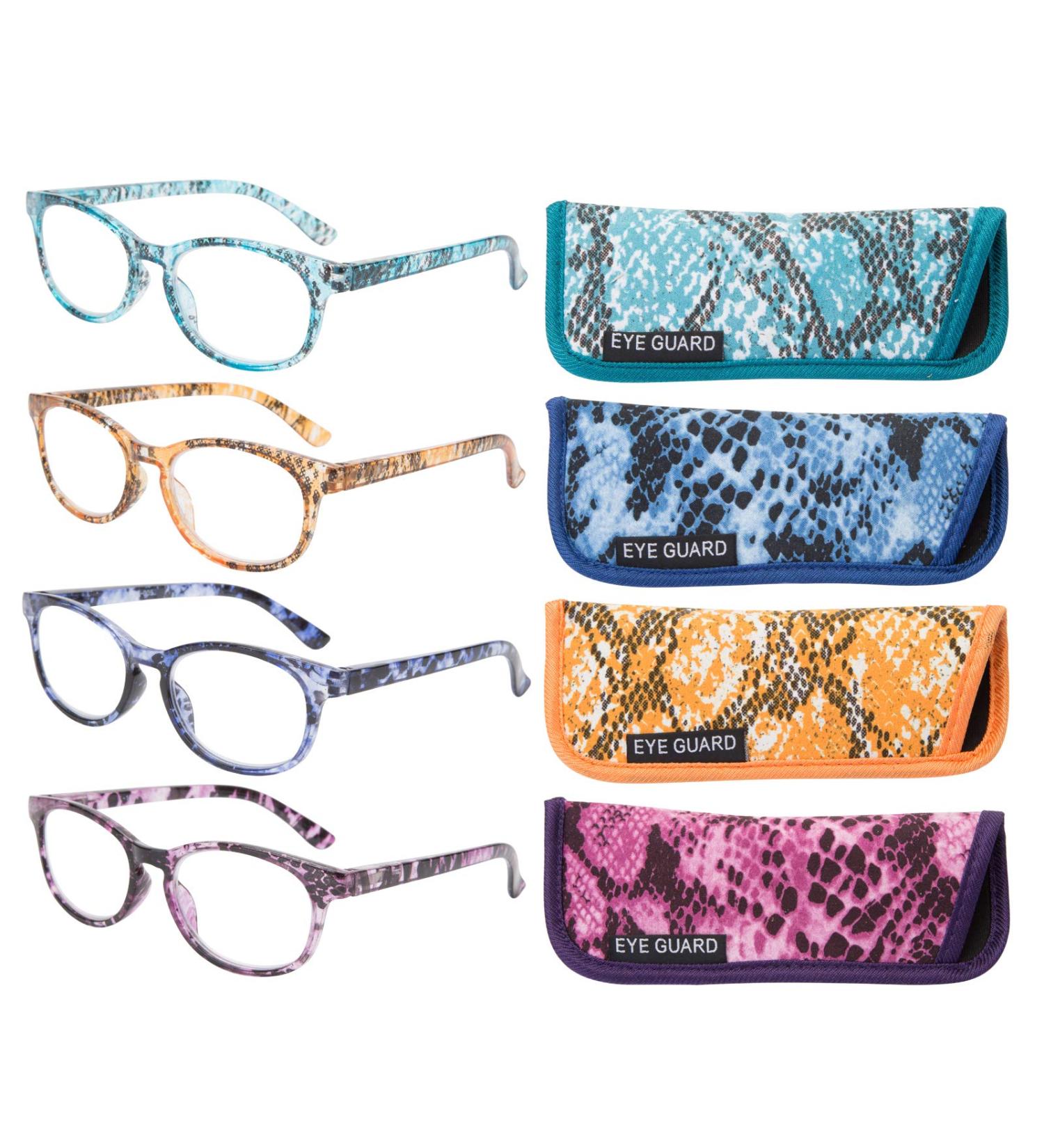 Shop EYEGUARD 4 Pack Stylish Reading Glasses for Women - Fashionable Eyeglasses +4.00 Magnification (4 Colors) - International Shipping Available - Buy Online on GoSupps.com