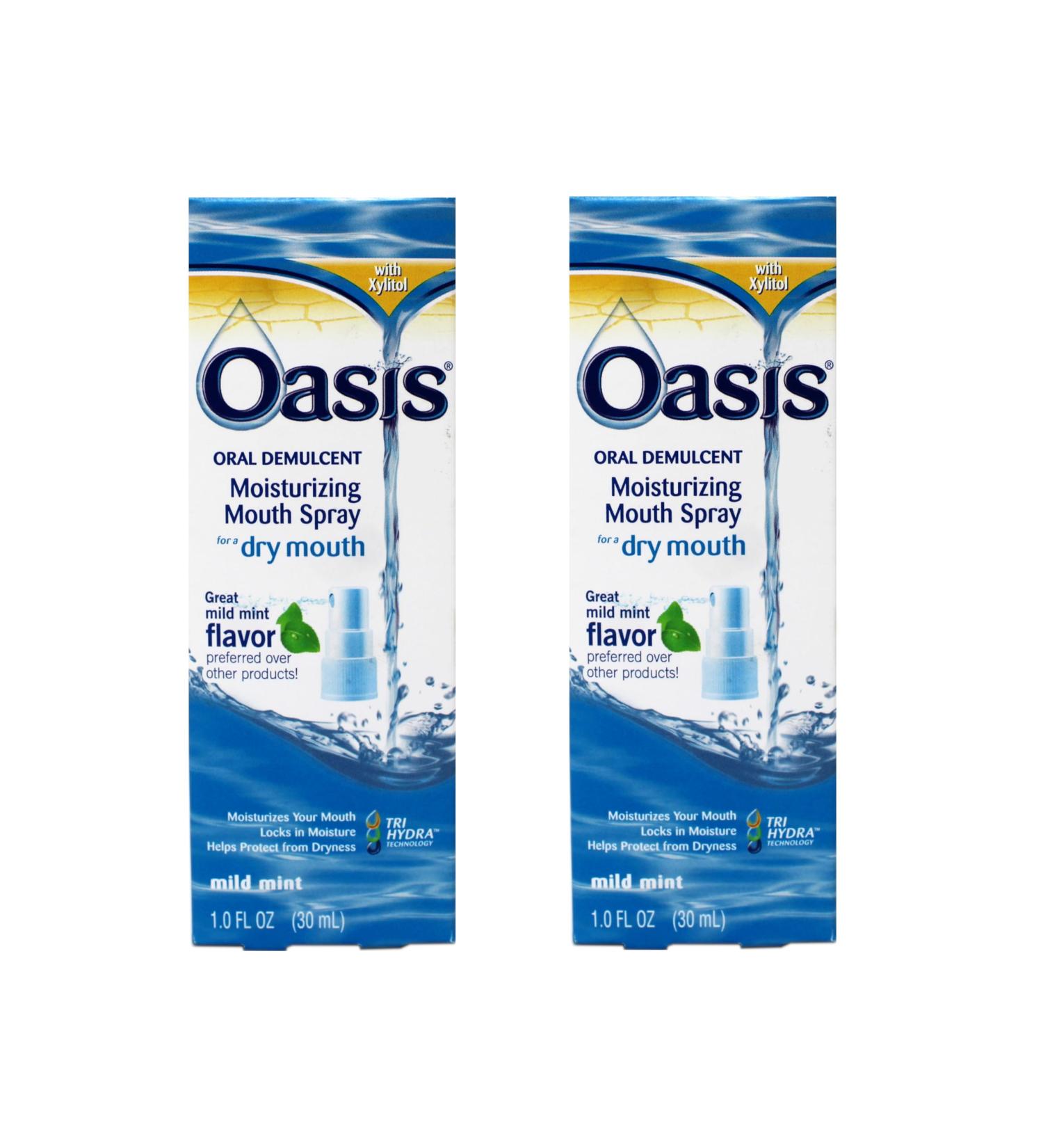 Oasis Moisturizing Mouth Spray for a Dry Mouth Mild Mint Flavor 1 FL OZ - 2 Pack - Buy Online on GoSupps.com