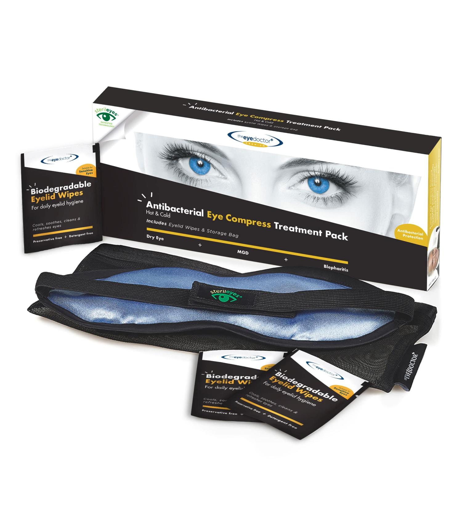 Eye Doctor Sterileyes Hot & Cold Compress for Dry Eye, Blepharitis & MGD - Includes 6 Wipes - Antibacterial Treatment Pack - Buy Online on GoSupps.com