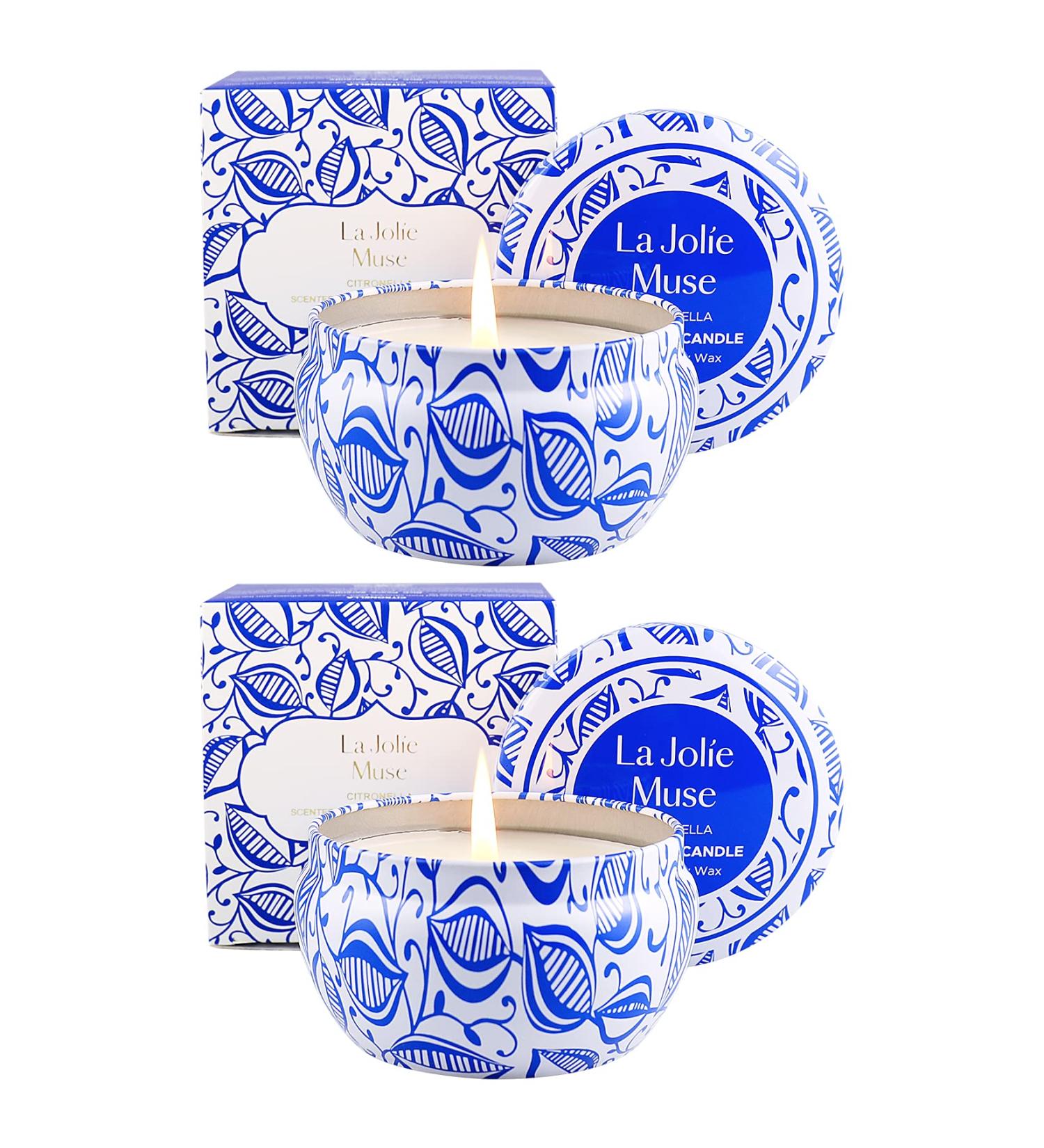 La Jol e Muse Citronella Candle Set of 2 - 185g Soy Wax Outdoor Candles with Citronella Oil | 35-45 Hours Burn Time | Perfect Candle Gift Set - Buy Online on GoSupps.com