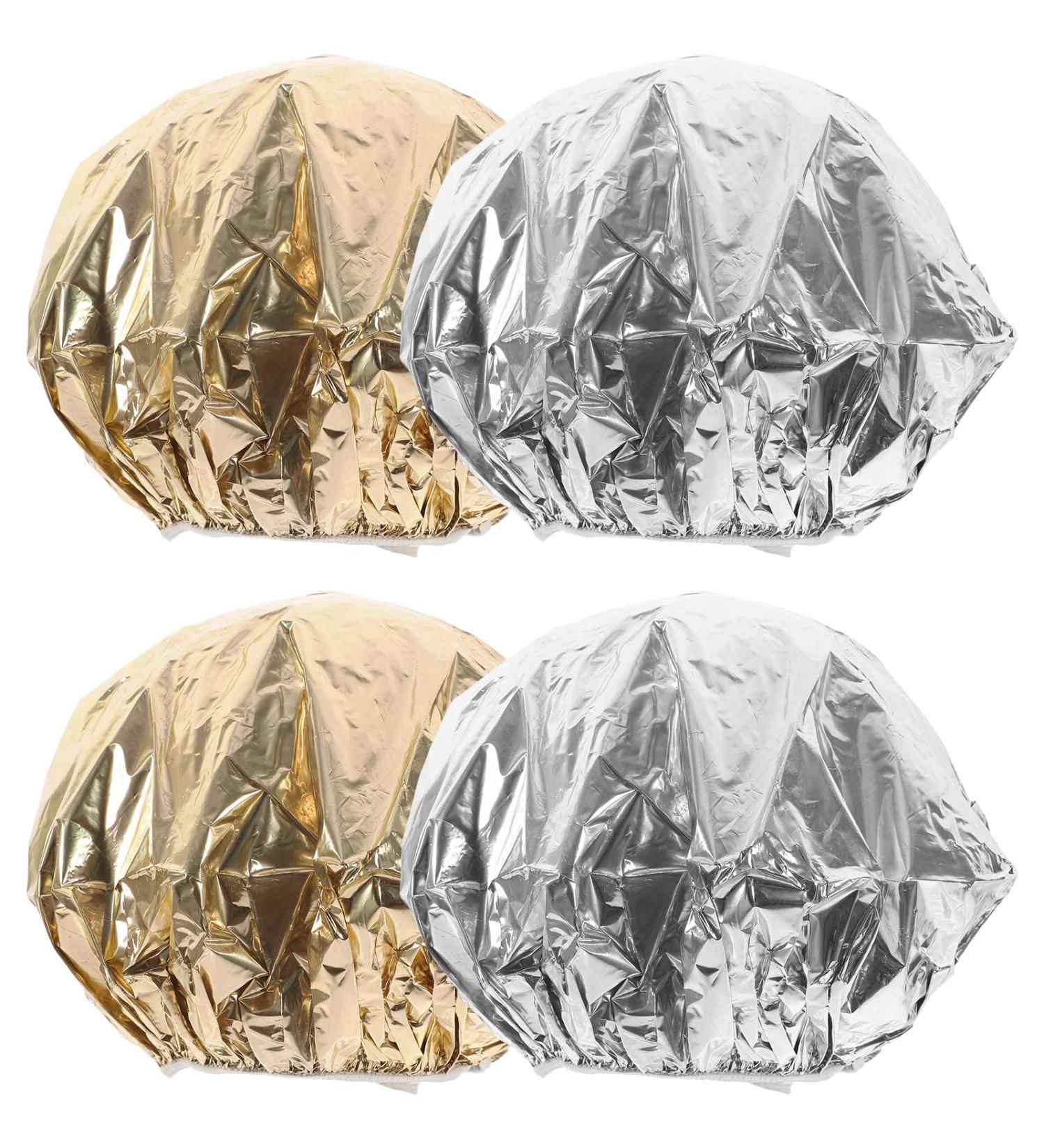 Lot de 4 Bonnets en Aluminium pour Soins Capillaires Isolation Thermique 28 CM 2 Argent s 2 Dor s Bonnets de Profond pour Coloration et Soin en Salon de Coiffure - Buy Online on GoSupps.com