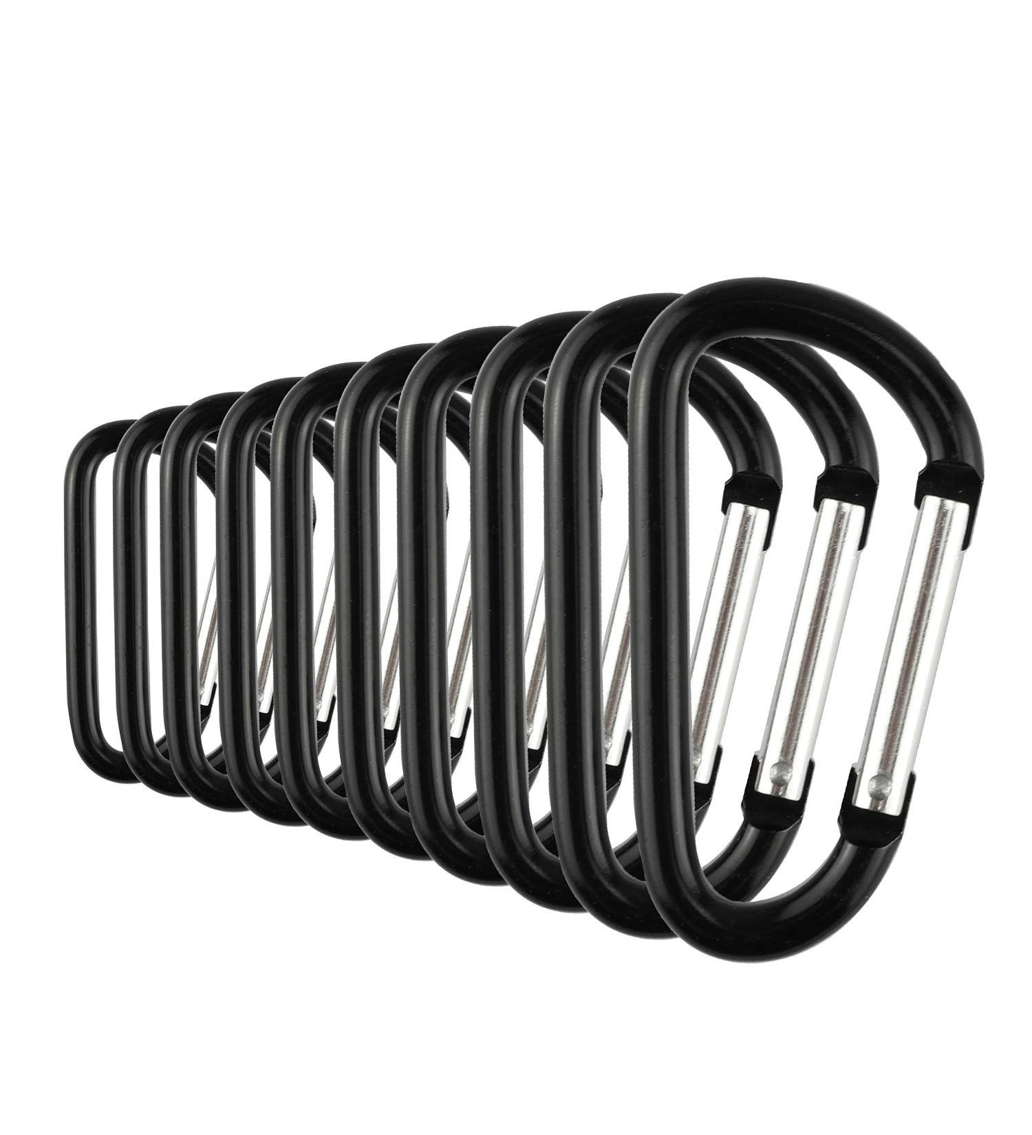 Temlum Aluminum Carabiner Hooks - D Shape Clip with Snapping Lock for Camping Hiking & Travel - 10 Pack (5.8 cm/2.3 in Black) - Buy Online on GoSupps.com