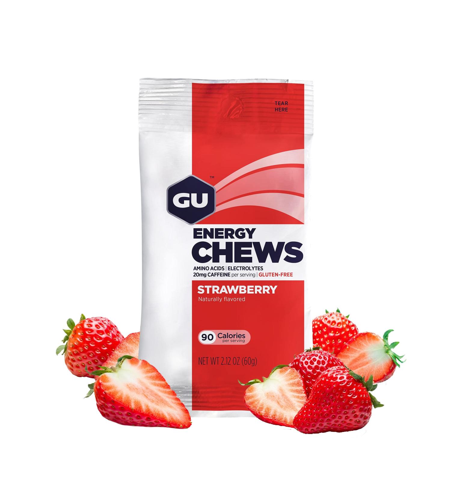 GU Energy Chews  Strawberry Energy Gummies with Electrolytes  12 Bags (24 Servings Total) - Buy Online on GoSupps.com