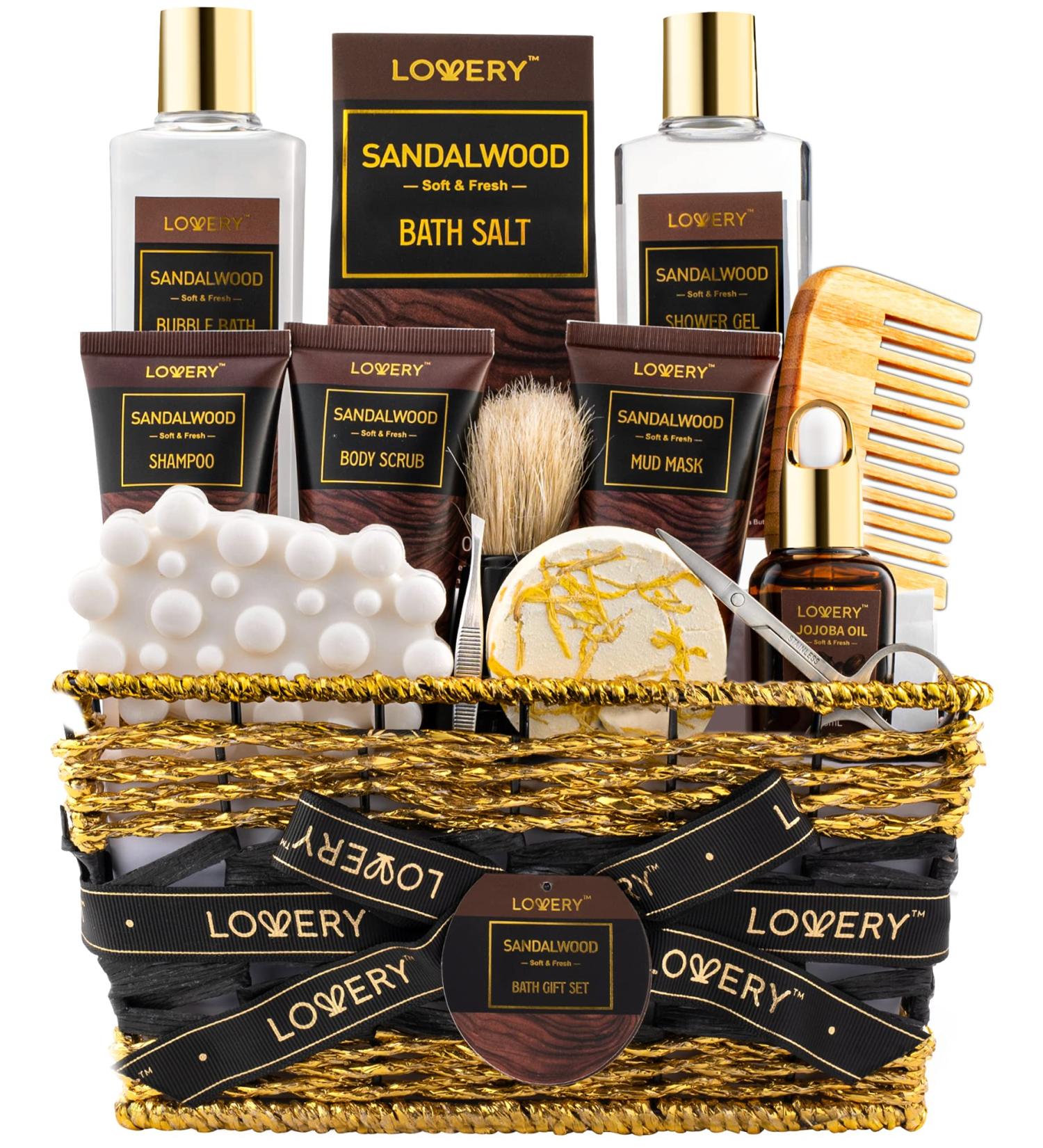 Men's 14Pc Sandalwood Bath Gift Set | Self Care Kit & Relaxing Grooming Basket - Perfect Gift for Dad Boyfriend Husband & Birthdays - Buy Online on GoSupps.com
