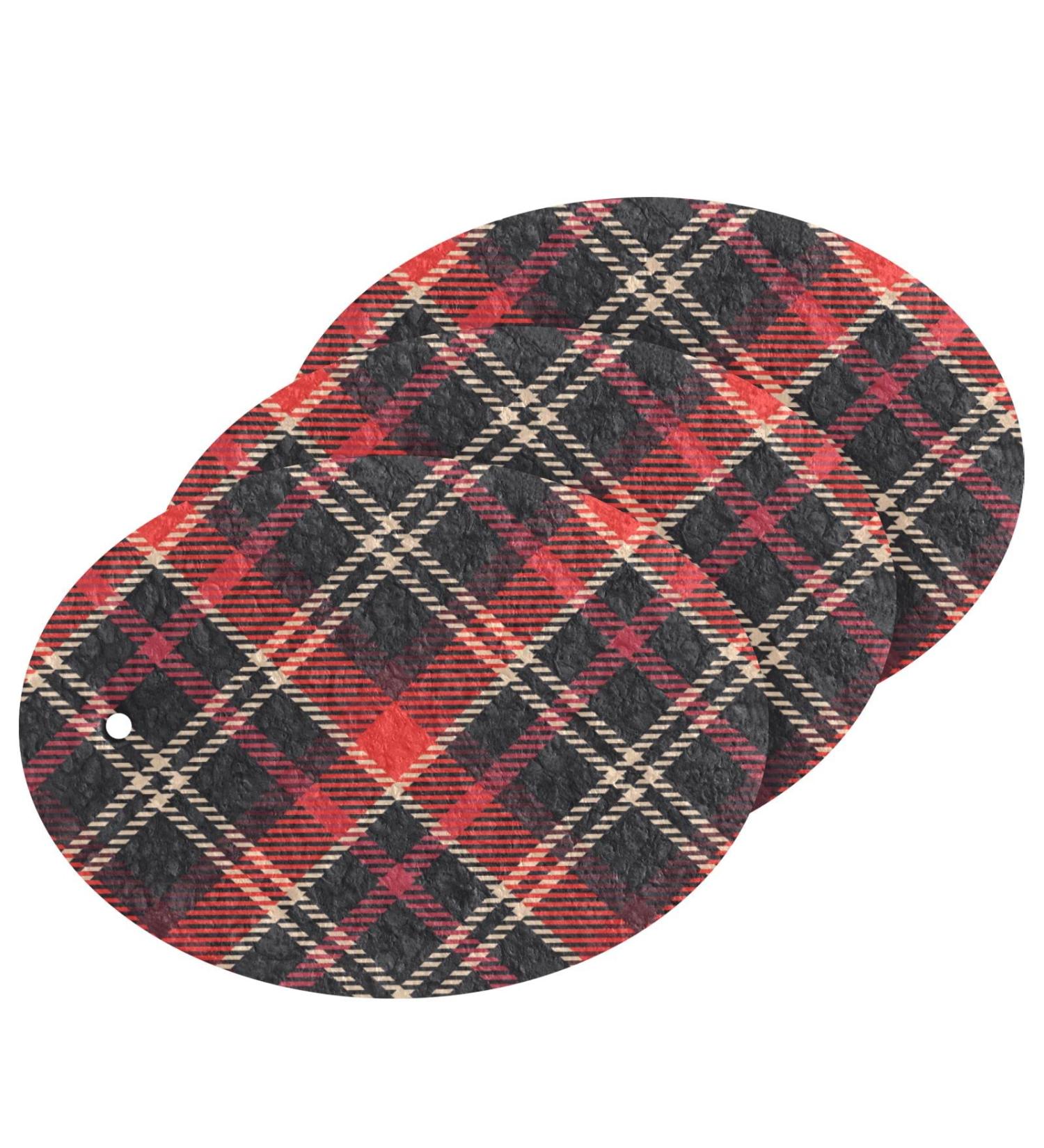 3-Pack Cleaning Kitchen Sponges Oval Red and Black Plaid Kitchen Cellulose Dishwashing Wood Pulp Cotton one sizex3 Red and Black Plaid - Buy Online on GoSupps.com