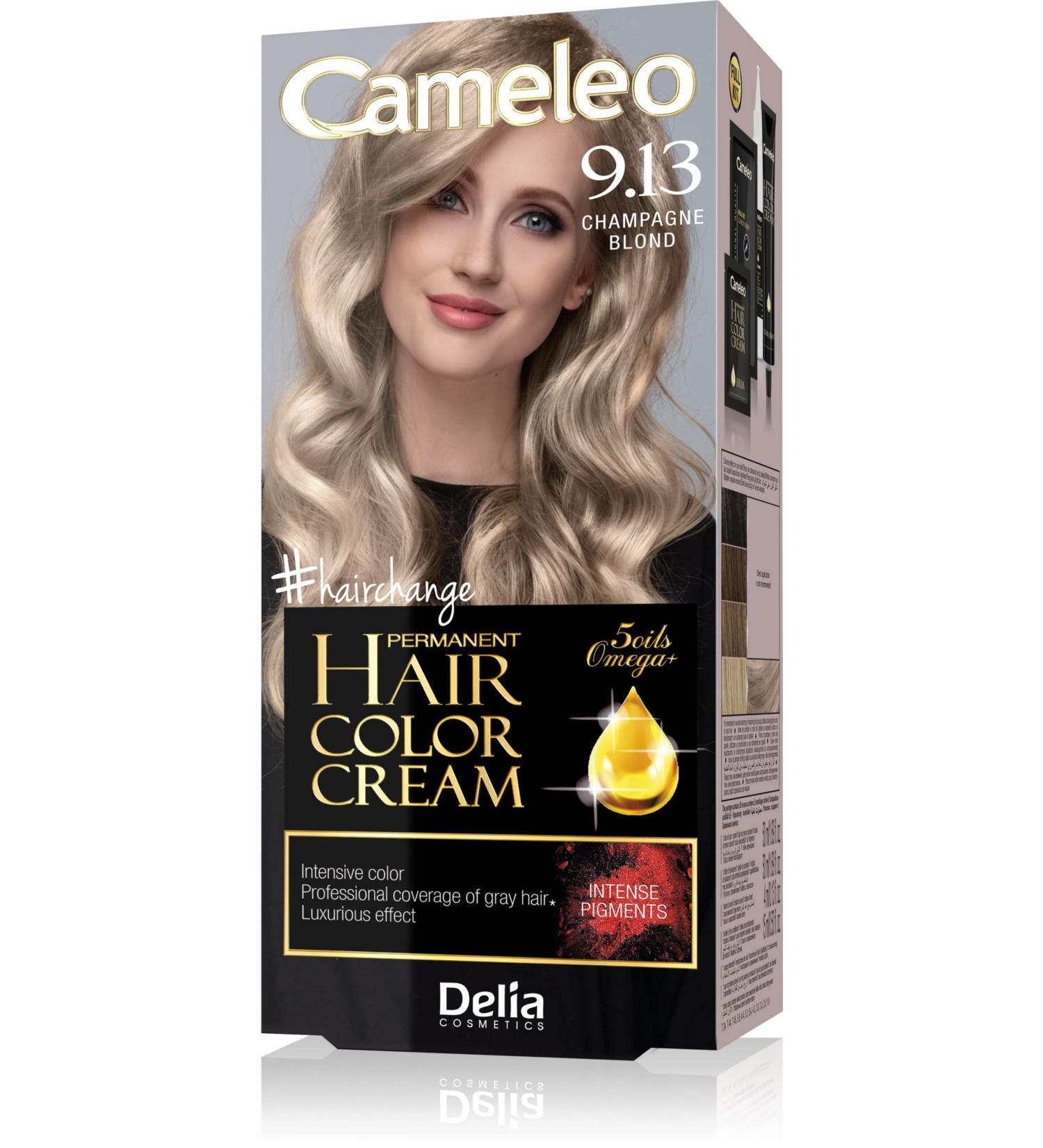 Cameleo - Permanent Hair Colour Cream - Champagne Blonde - Intensive Color & Protection - 5 Oils + Omega Plus Acids - Professional Luxurious Hair Dye - Full Kit - Buy Online on GoSupps.com