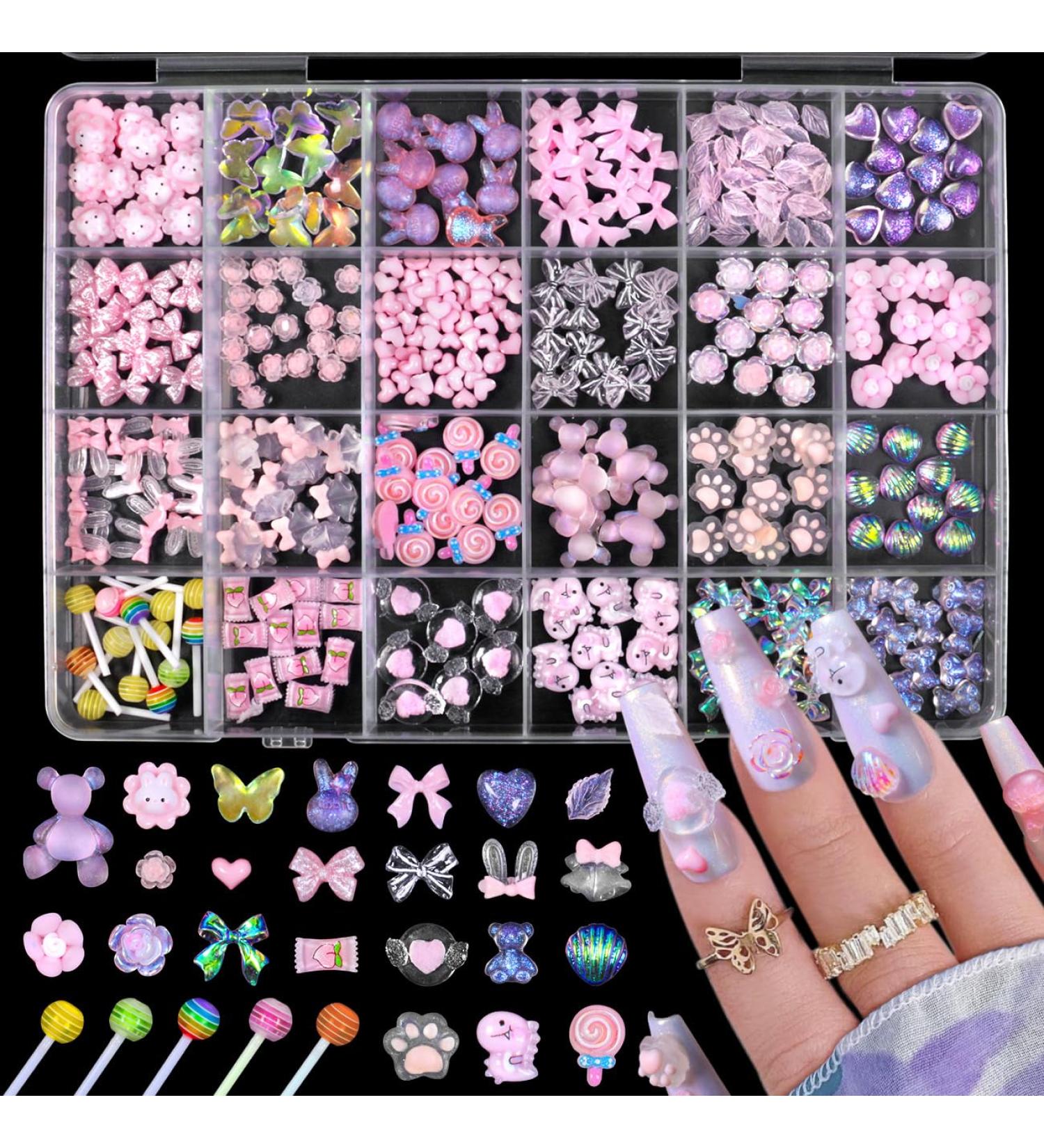 3D Mix Assorted Color Nail Charms Acrylic Multi Cute Nail Art Charms Hollow Candy Jewelry Nail Supplies for Nail Art Design DIY Crafts Accessories (Pink Candy) - Buy Online on GoSupps.com